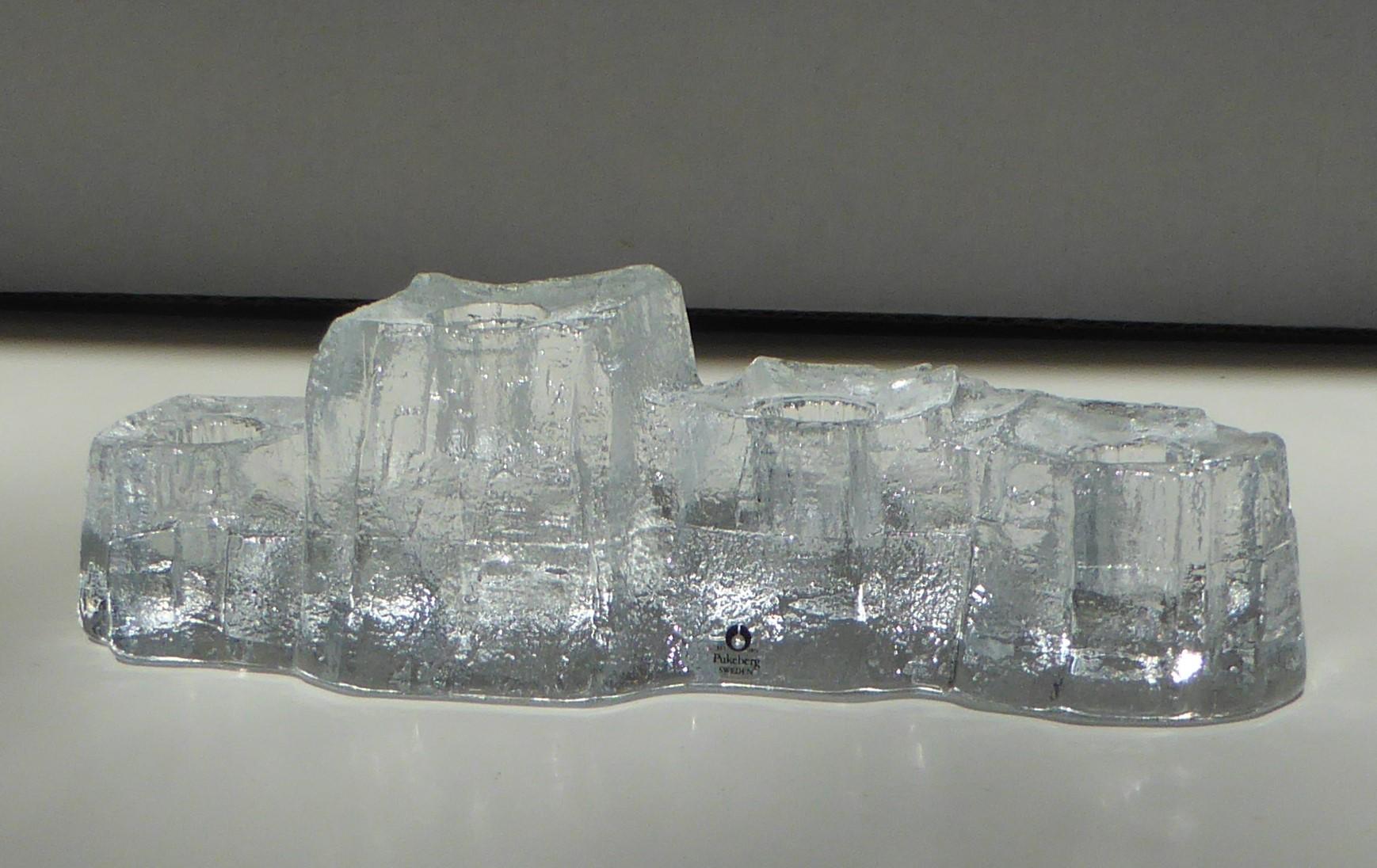 Scandinavian Modern Swedish Modern Brutalist Lead Crystal 4 Candleholder Uno Westerberg Pukeberg