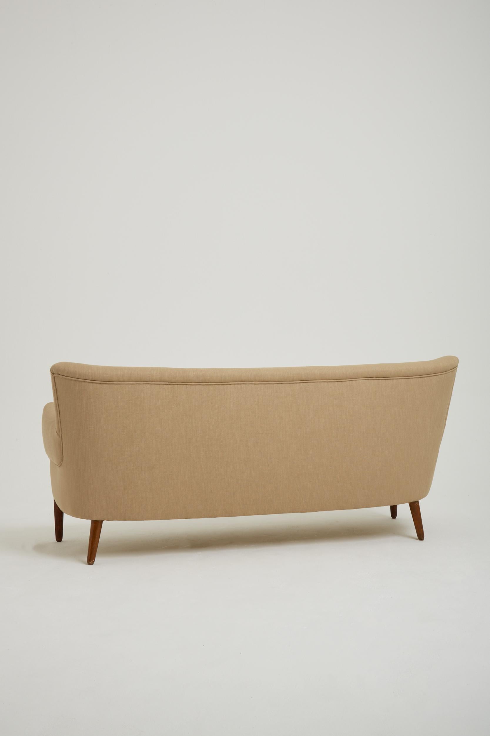 Fabric Swedish Modern Buttoned Sofa