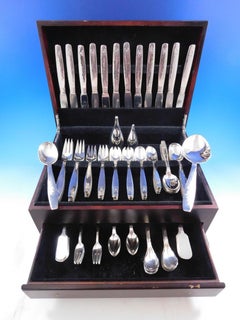 Set di posate in argento Sterling Swedish Modern by Allan Adler 124 pezzi Monogram M