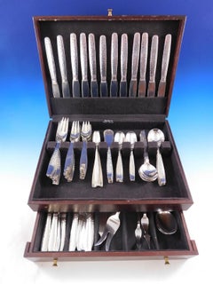 Schwedische Moderne von Allan Adler, Besteckset aus gehämmertem Sterlingsilber, 114 Teile