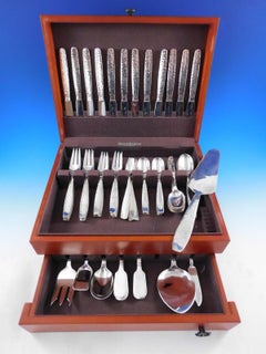 Swedish Modern by Allan Adler Sterling Silver Flatware Set Hammered 90 pc Dinner