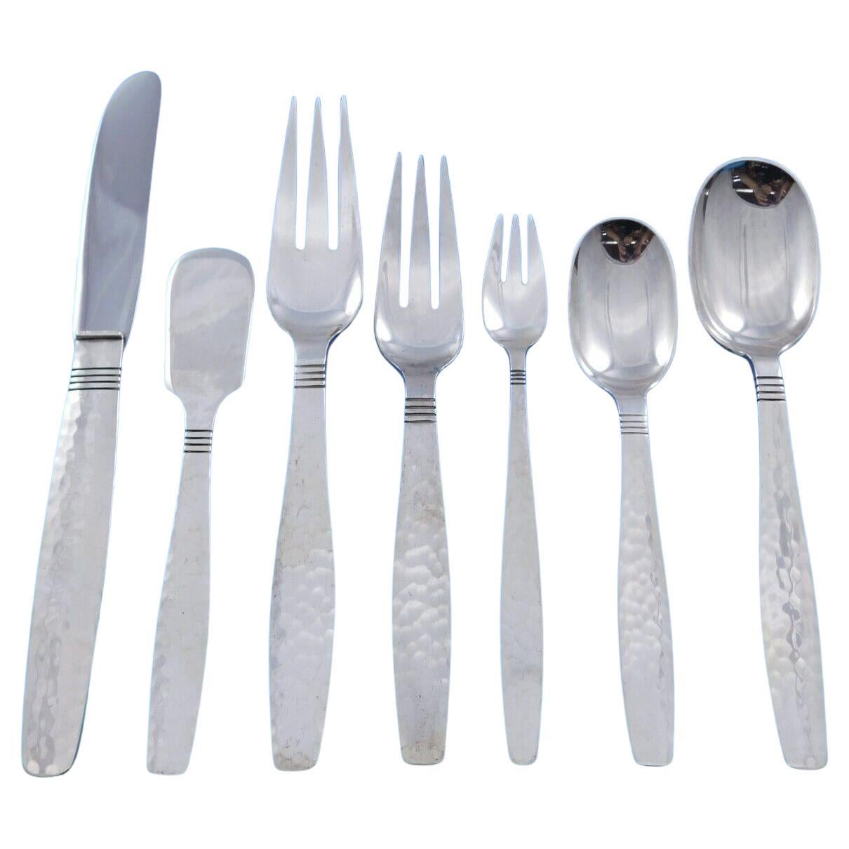 Swedish Modern by Allan Adler Juego de Cubiertos de Plata de Ley Martillada 90 uds Cena