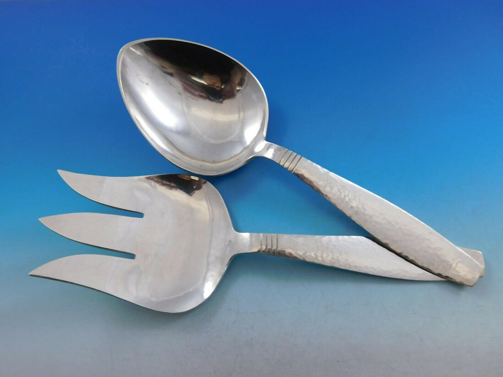 Swedish Modern by Allan Adler Sterling Silver Flatware Set Heavily Hammered 73pc 5