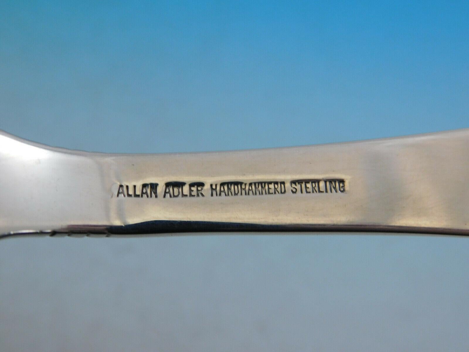 Swedish Modern by Allan Adler Sterling Silver Flatware Set Heavily Hammered 73pc In Excellent Condition In Big Bend, WI