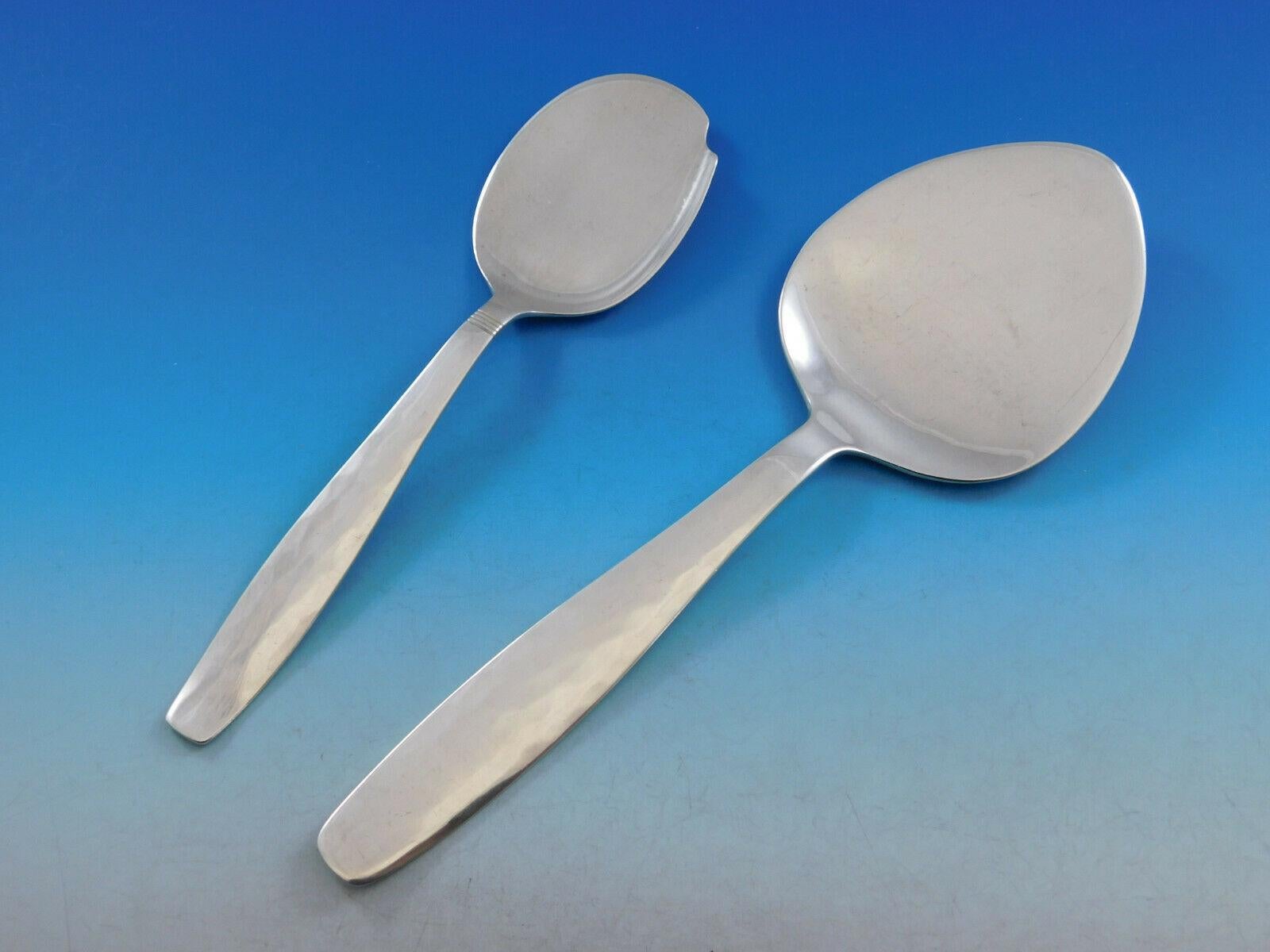 Swedish Modern by Allan Adler Sterling Silver Flatware Set Heavily Hammered 73pc 1