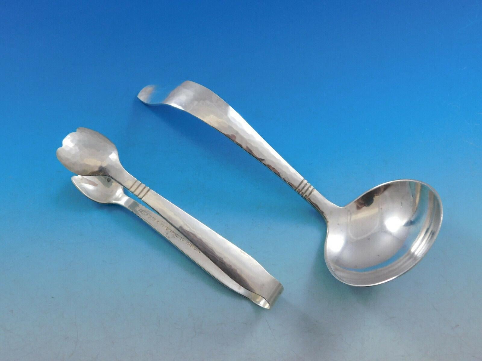 Swedish Modern by Allan Adler Sterling Silver Flatware Set Heavily Hammered 73pc 2
