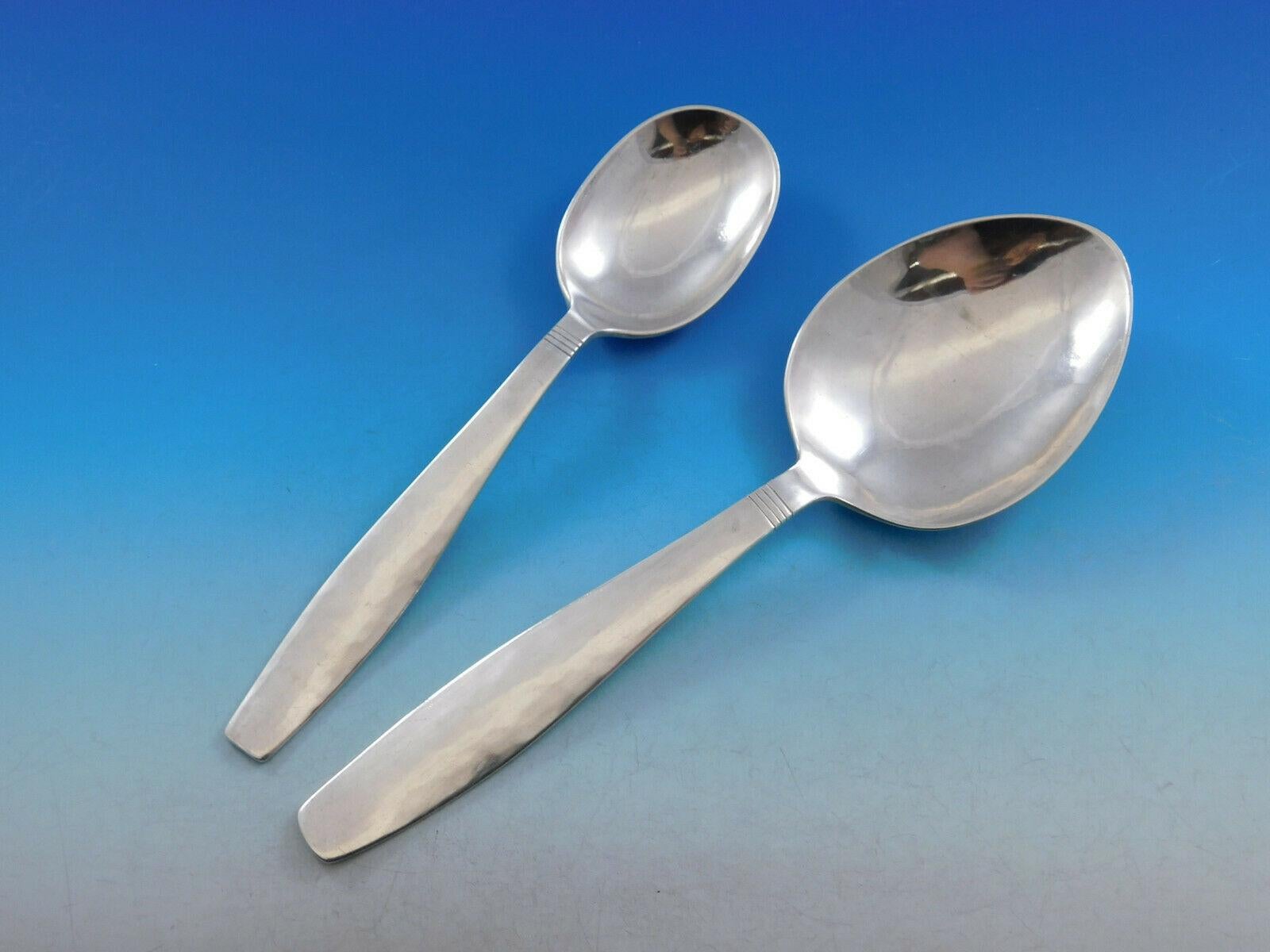 Swedish Modern by Allan Adler Sterling Silver Flatware Set Heavily Hammered 73pc 4