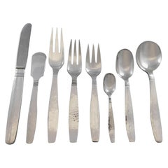 Swedish Modern by Allan Adler Sterling Silver Flatware Set Heavily Hammered 73pc
