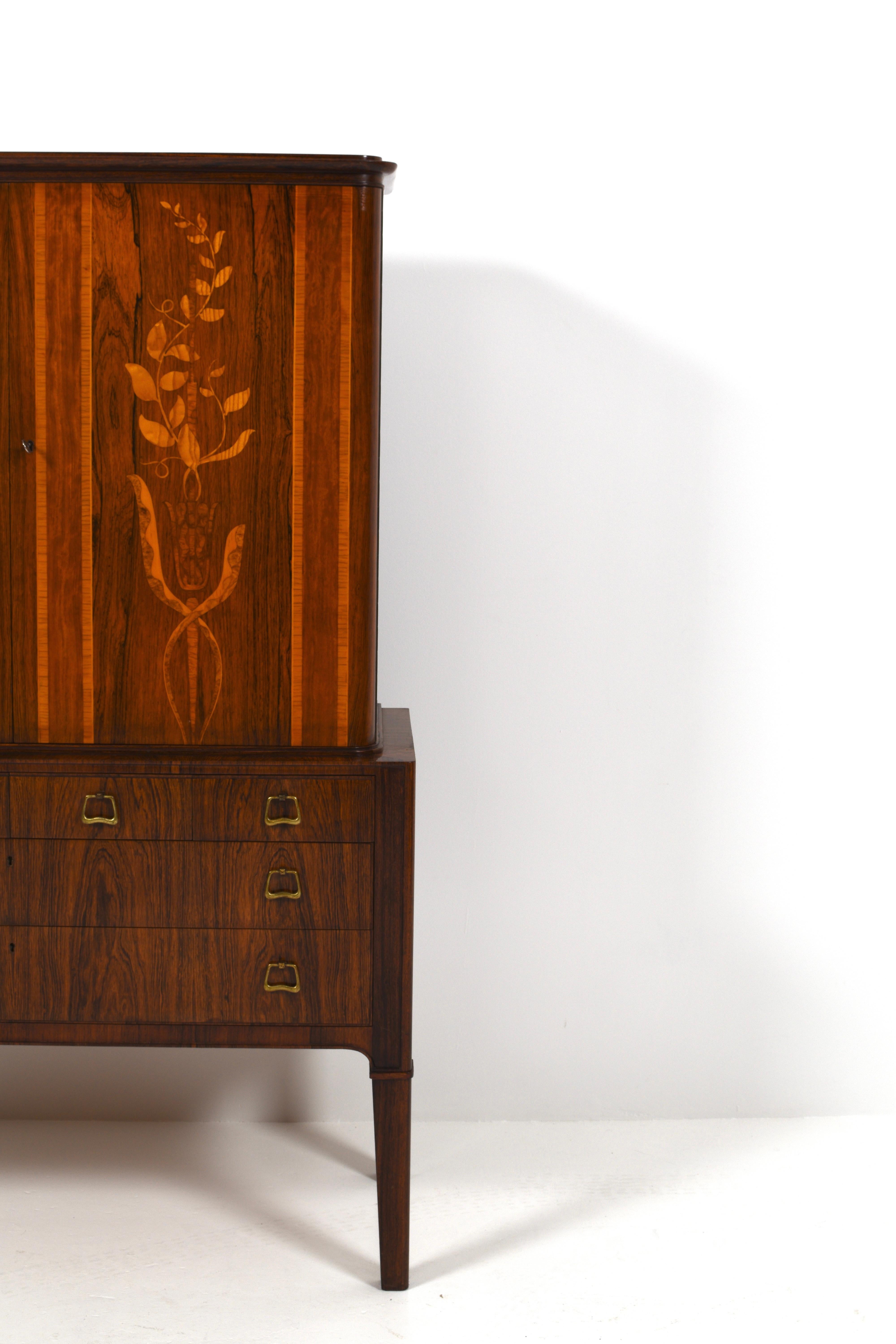 Swedish Modern Cabinet with intarsia, 1940s 5