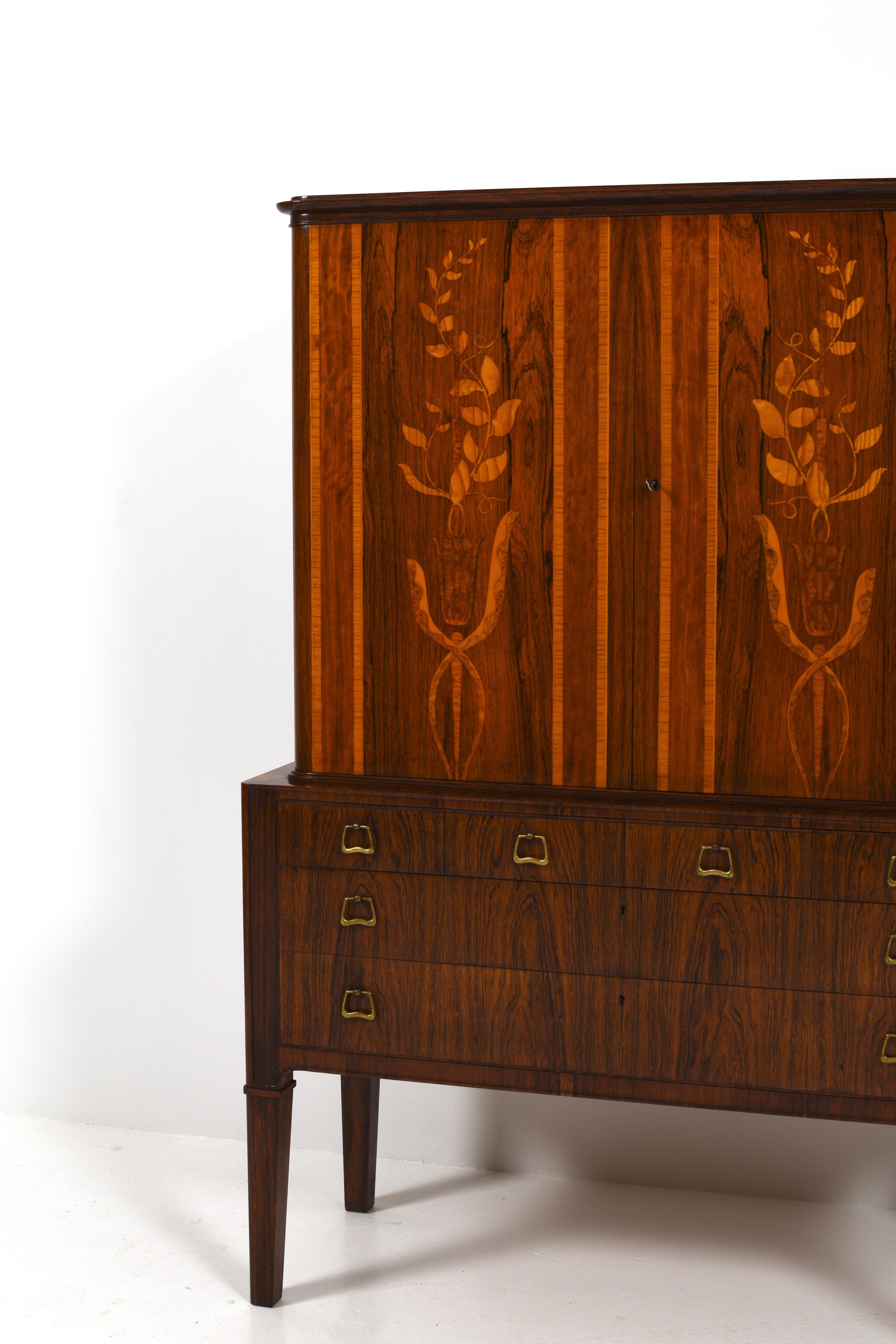 Swedish Modern Cabinet with intarsia, 1940s 7