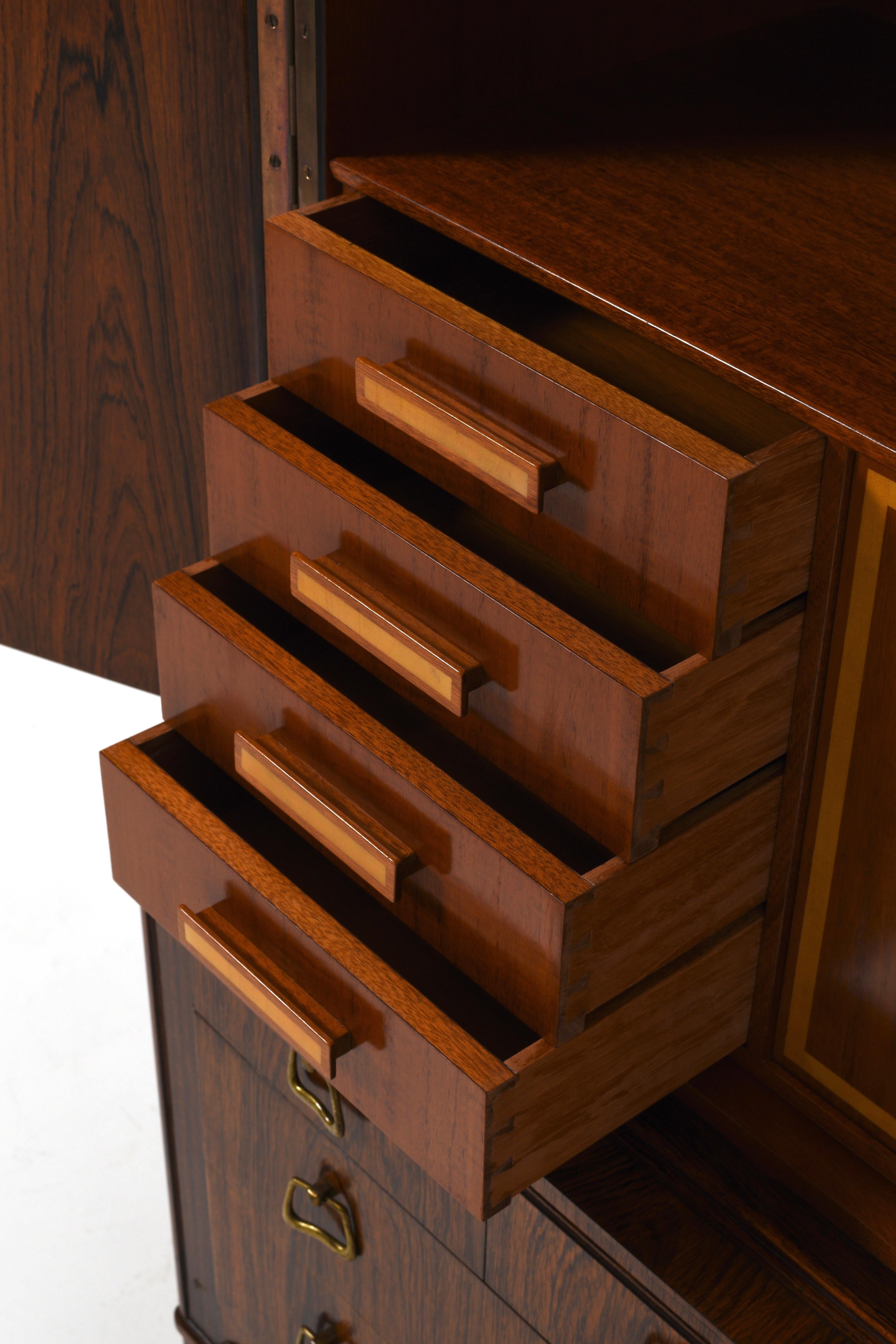 Palisander Swedish Modern Cabinet with intarsia, 1940s