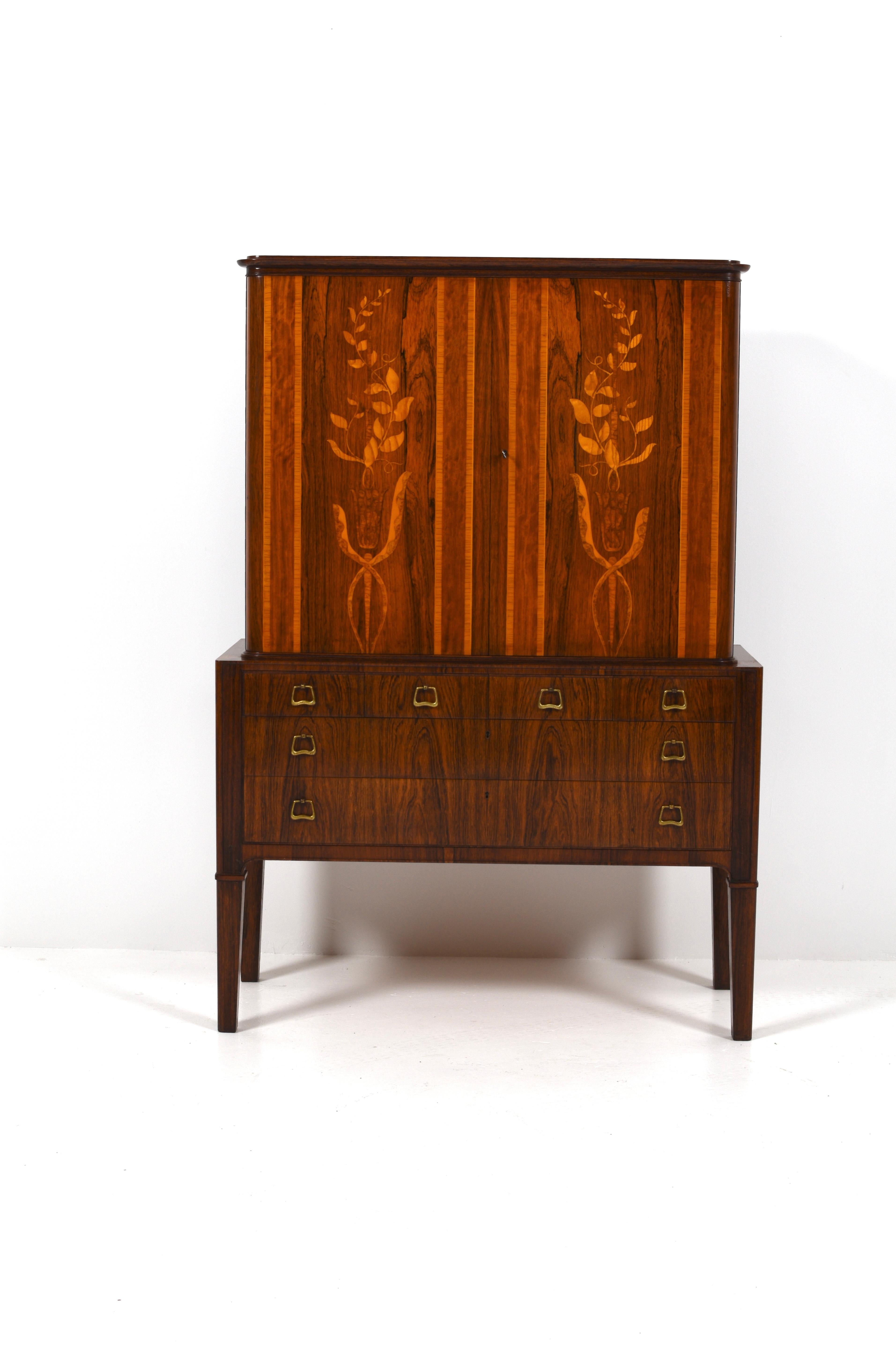 Swedish Modern Cabinet with intarsia, 1940s 2