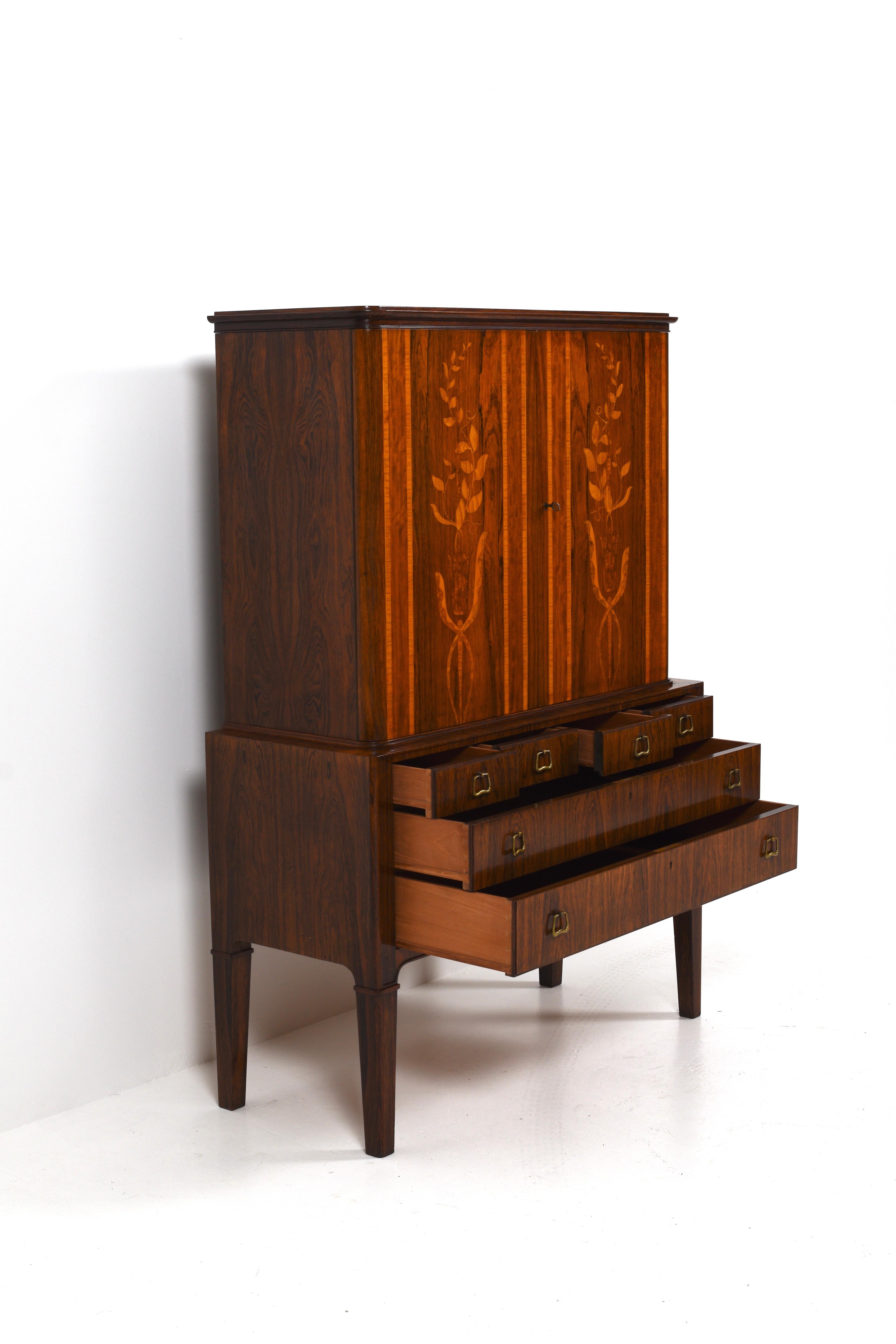 Swedish Modern Cabinet with intarsia, 1940s 3