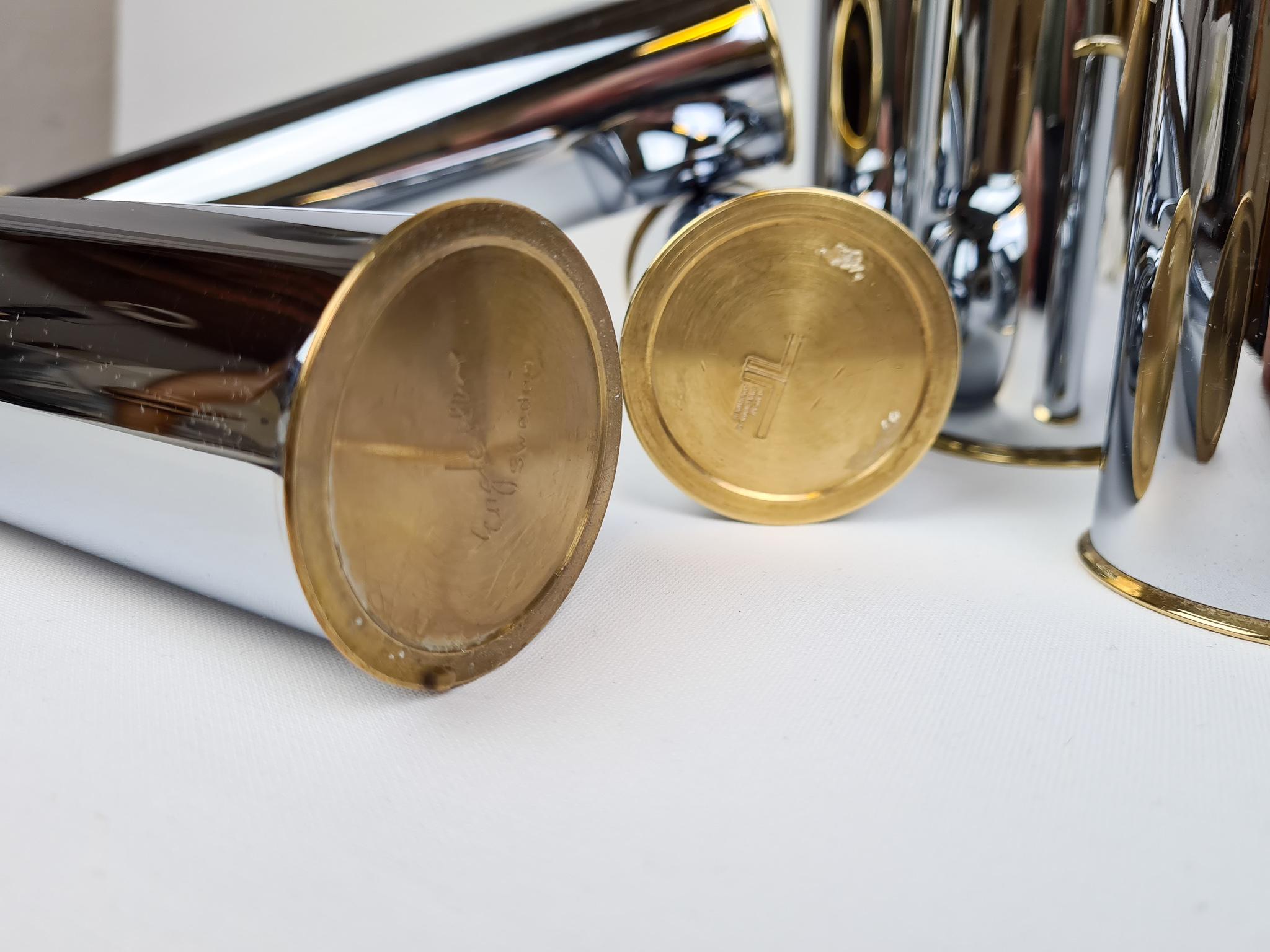 Swedish Modern Candelholders in Brass and Steel, Englesson, Sweden, 1970s For Sale 5