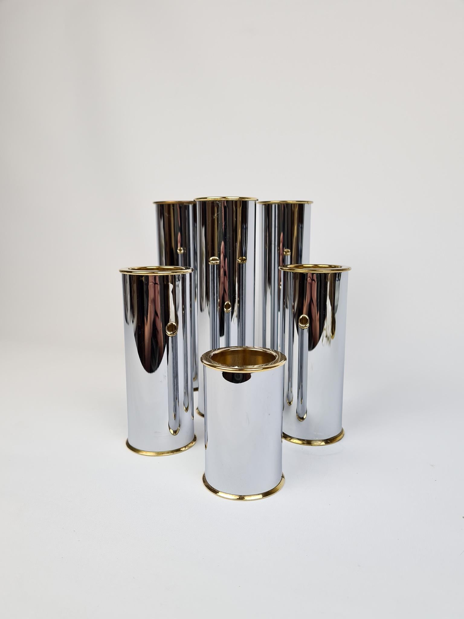 Scandinavian Modern Swedish Modern Candelholders in Brass and Steel, Englesson, Sweden, 1970s For Sale