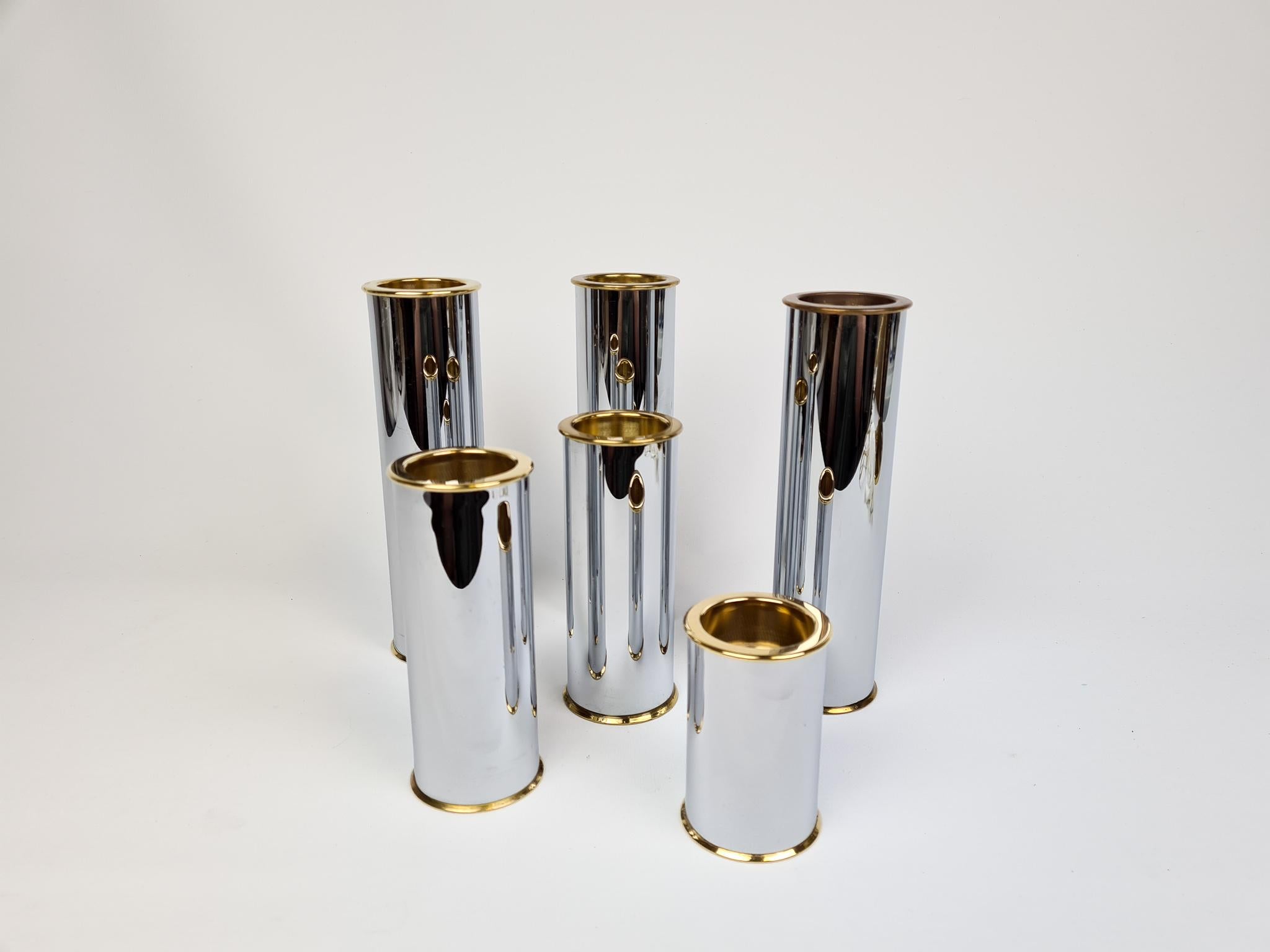 Candelabri moderni svedesi in ottone e acciaio, Englesson, Svezia, anni '70 in vendita 2