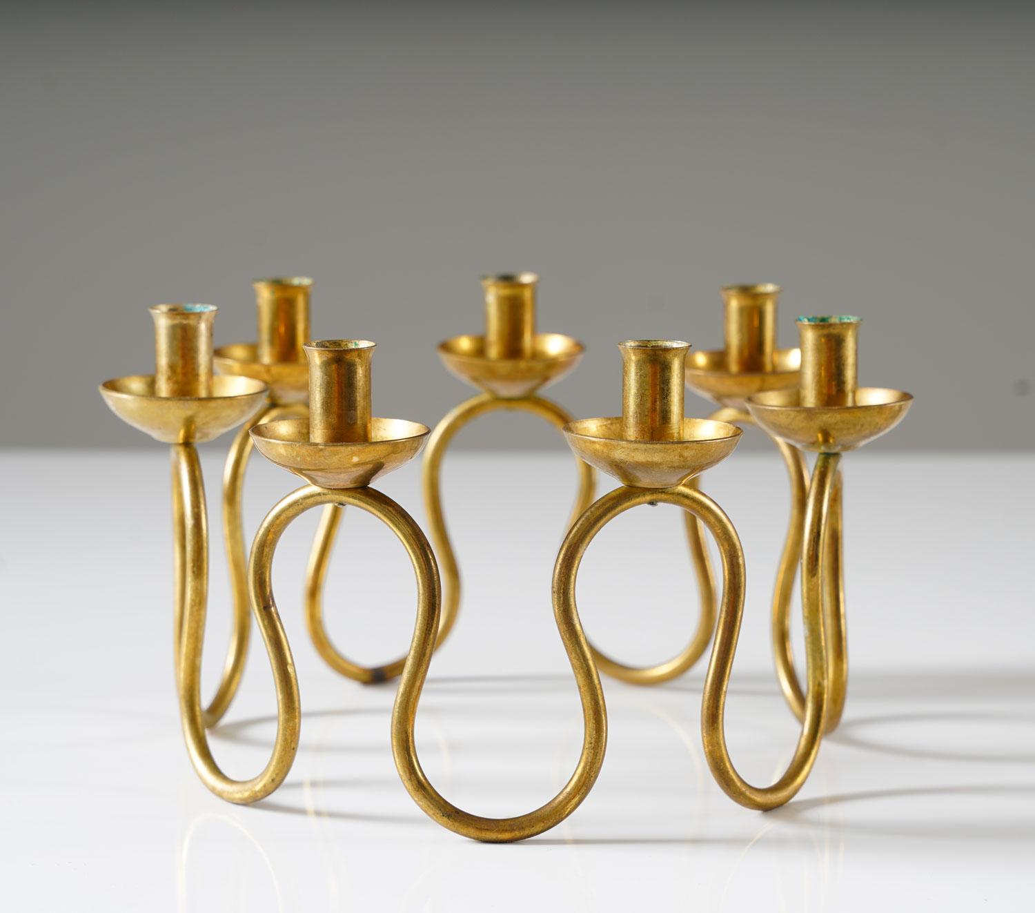 Brass Swedish Modern Candlesticks by Lars Holmström For Sale