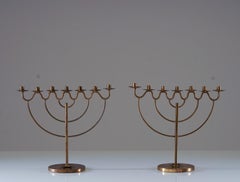 Swedish Modern Candlesticks in Brass
