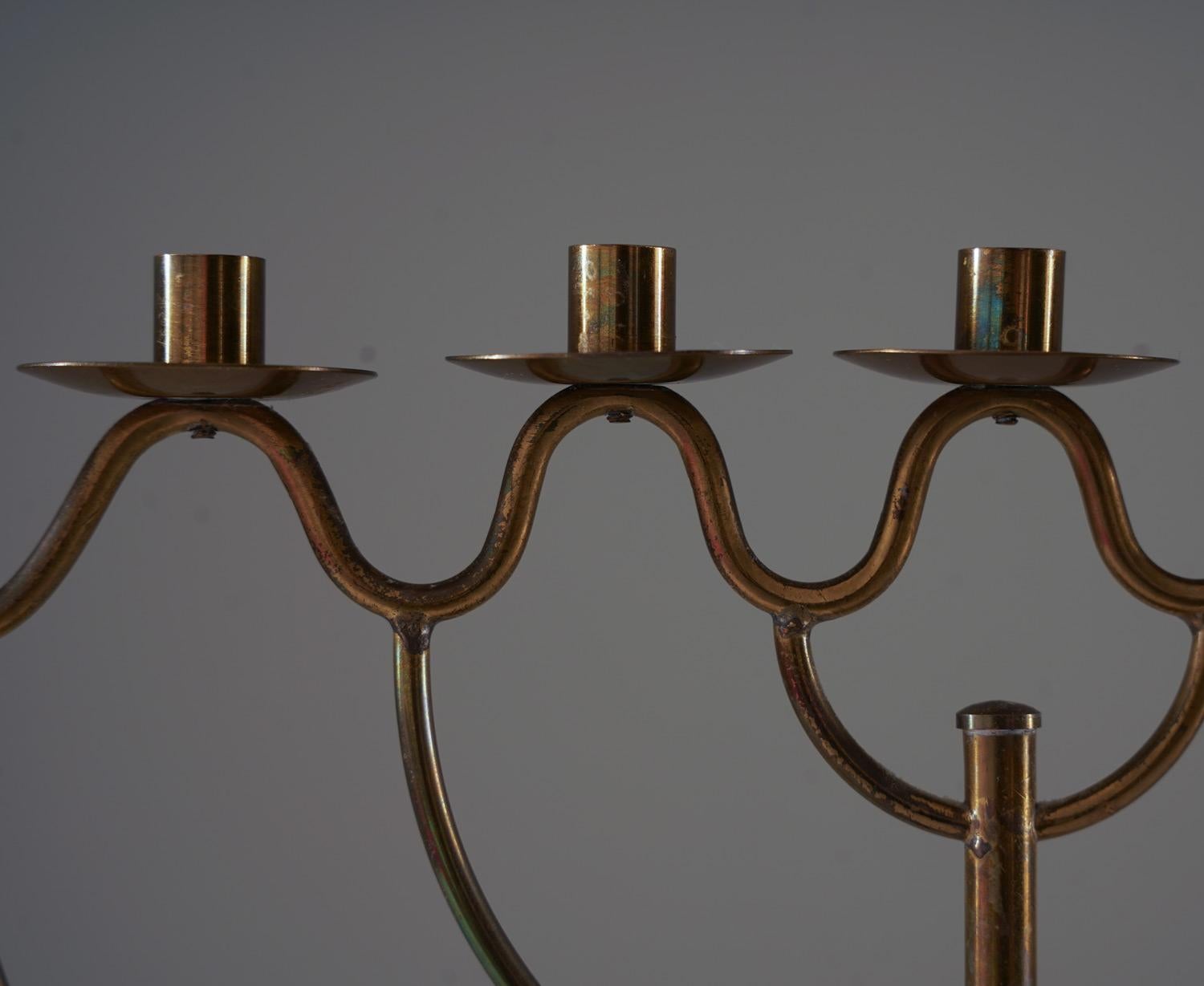 Swedish Modern Candlesticks in Brass In Good Condition For Sale In Karlstad, SE