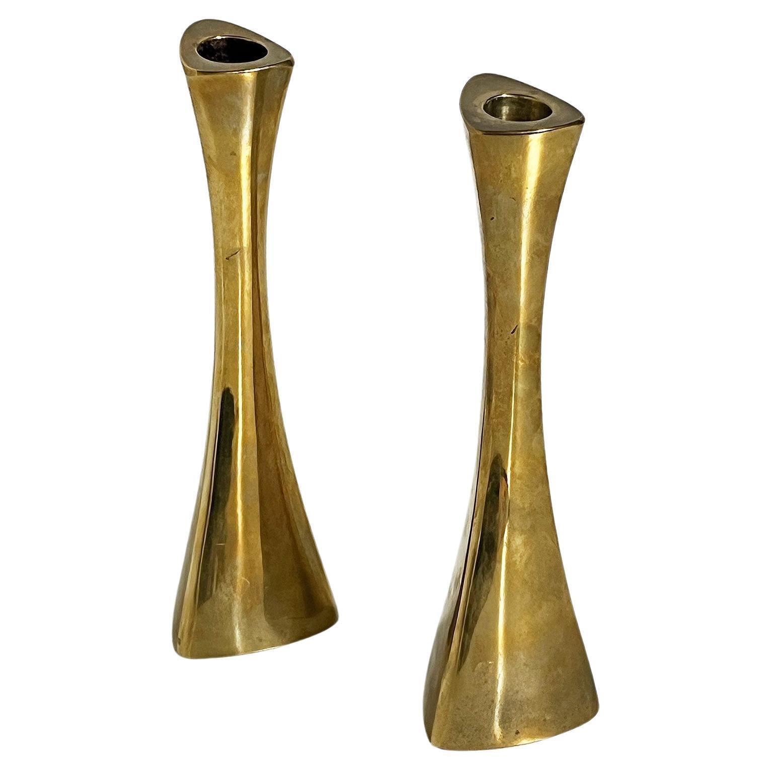 Swedish Modern Candlesticks in Solid Brass by BCA Eskilstuna -1960's For Sale