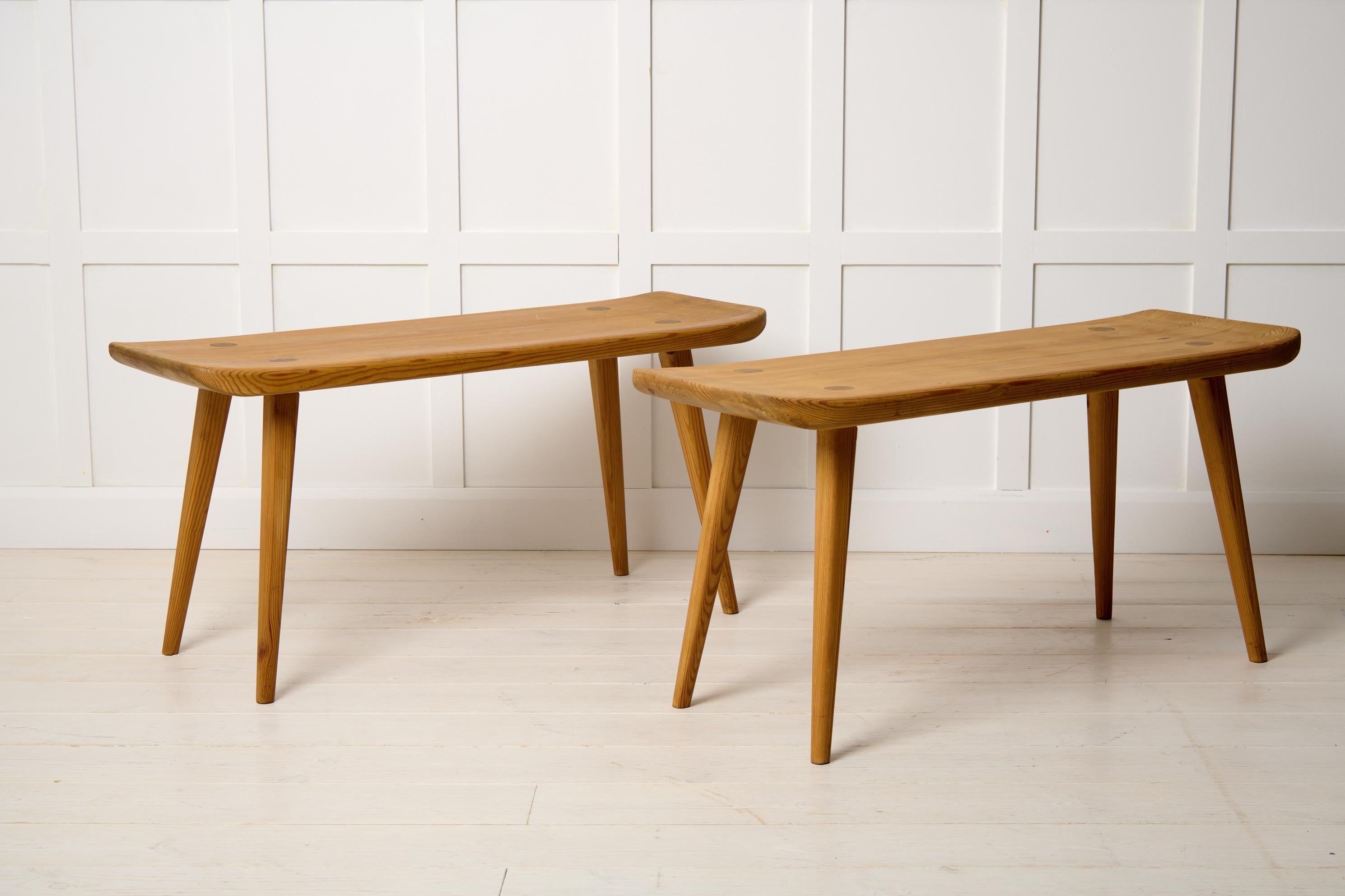 Scandinavian Modern Swedish Modern Carl Malmsten Visingsö Benches, Mid-Century Pine for Svensk Fur