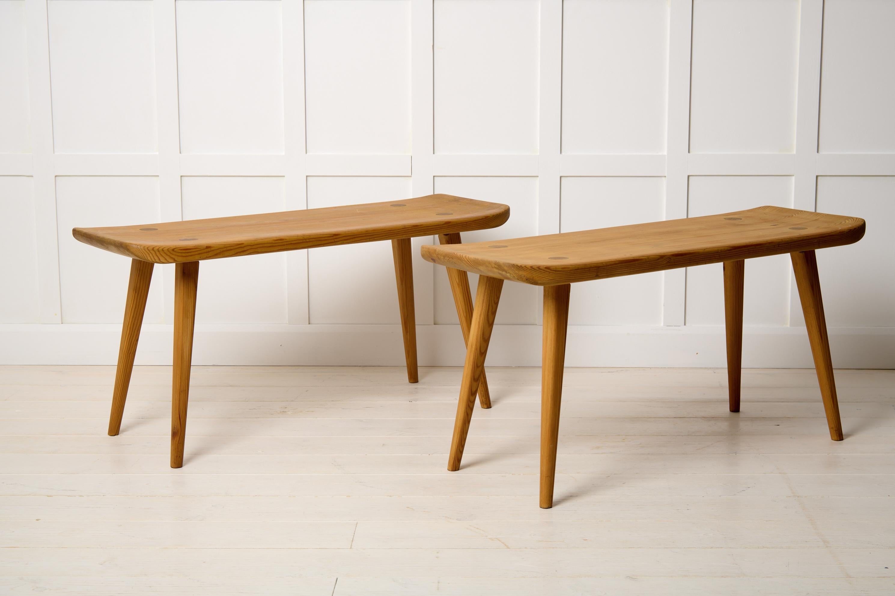 Scandinavian Modern Swedish Modern Carl Malmsten Visingsö Benches, Mid-Century Pine for Svensk Fur For Sale