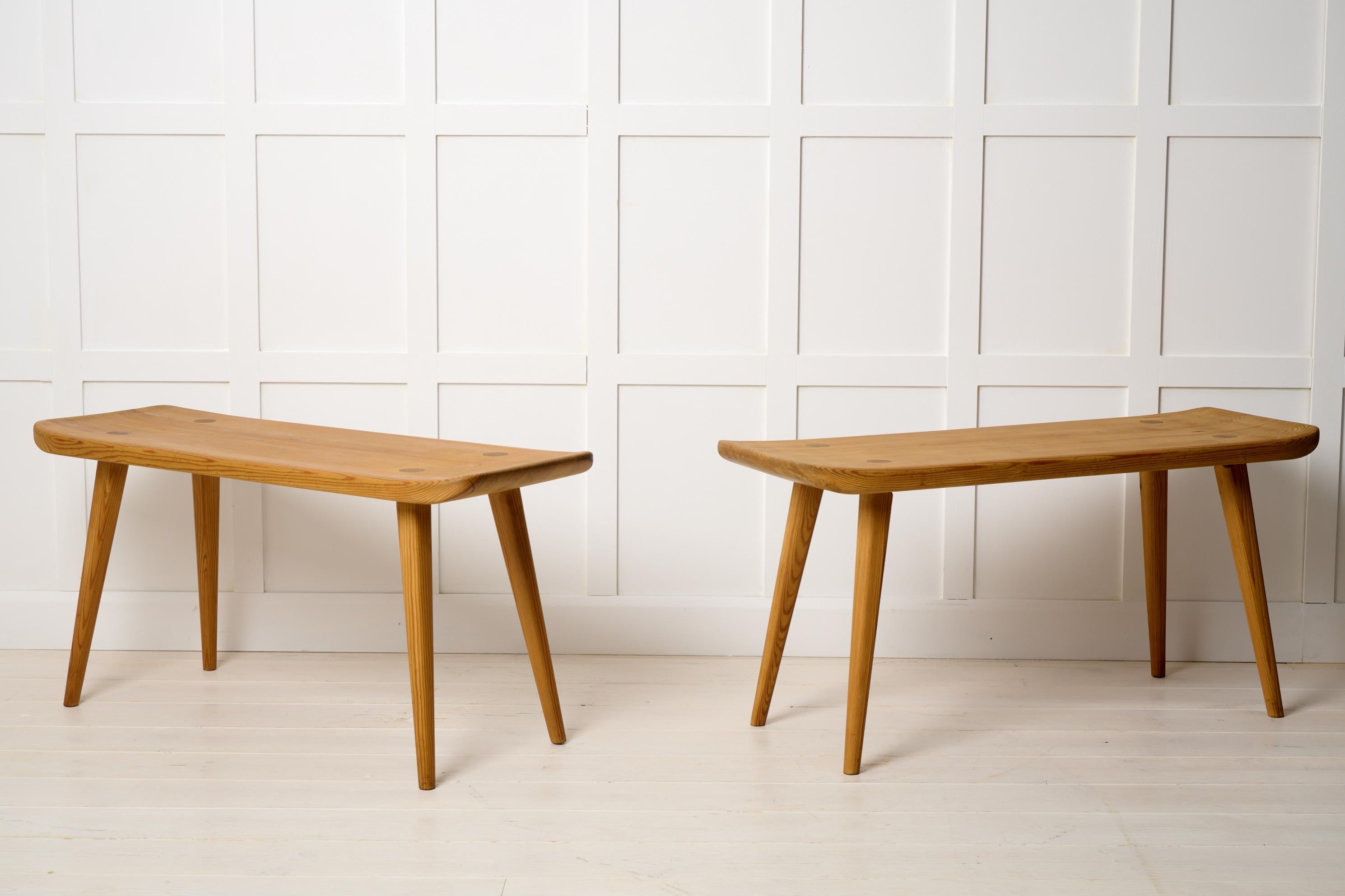 Swedish Modern Carl Malmsten Visingsö Benches, Mid-Century Pine for Svensk Fur In Good Condition In Kramfors, SE