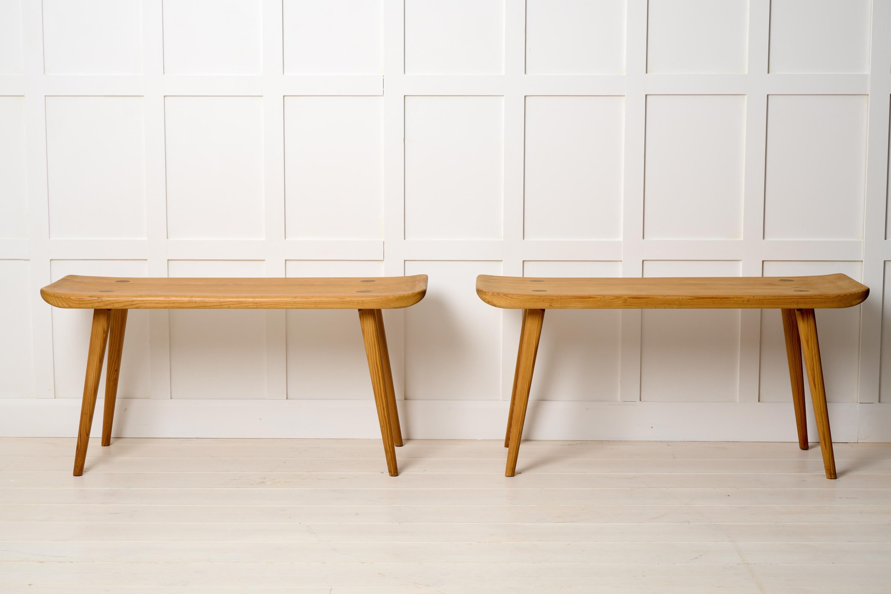 20th Century Swedish Modern Carl Malmsten Visingsö Benches, Mid-Century Pine for Svensk Fur