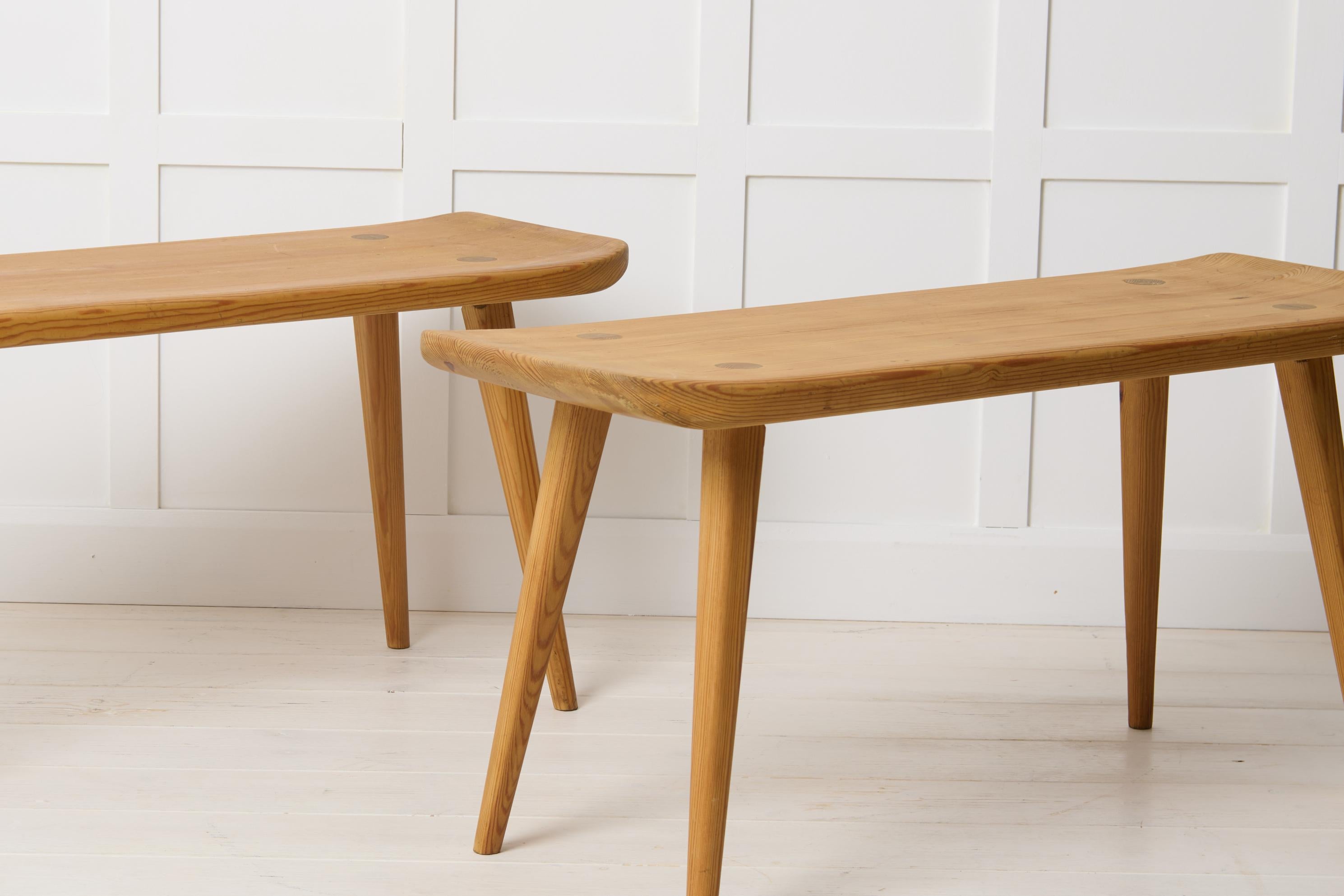 Swedish Modern Carl Malmsten Visingsö Benches, Mid-Century Pine for Svensk Fur 1