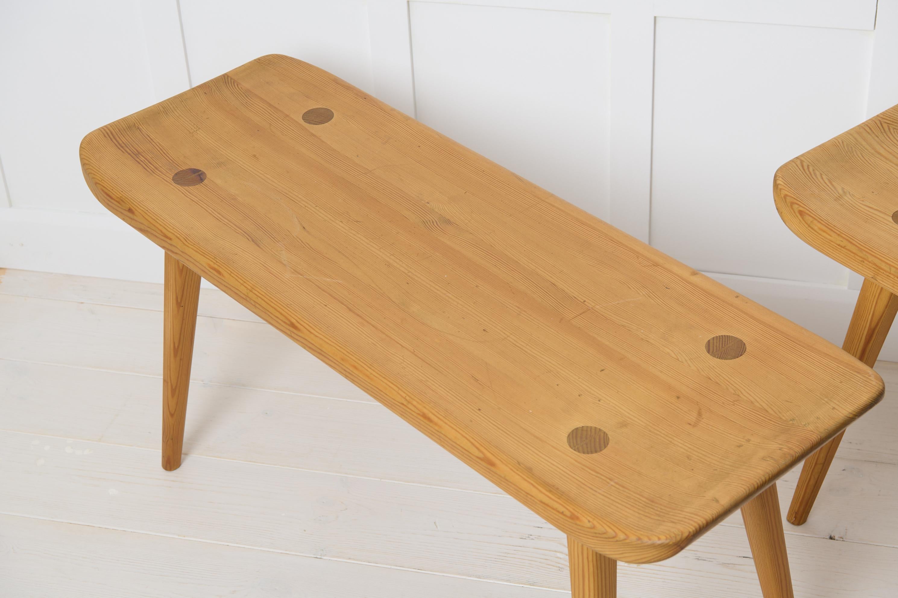 Swedish Modern Carl Malmsten Visingsö Benches, Mid-Century Pine for Svensk Fur For Sale 2