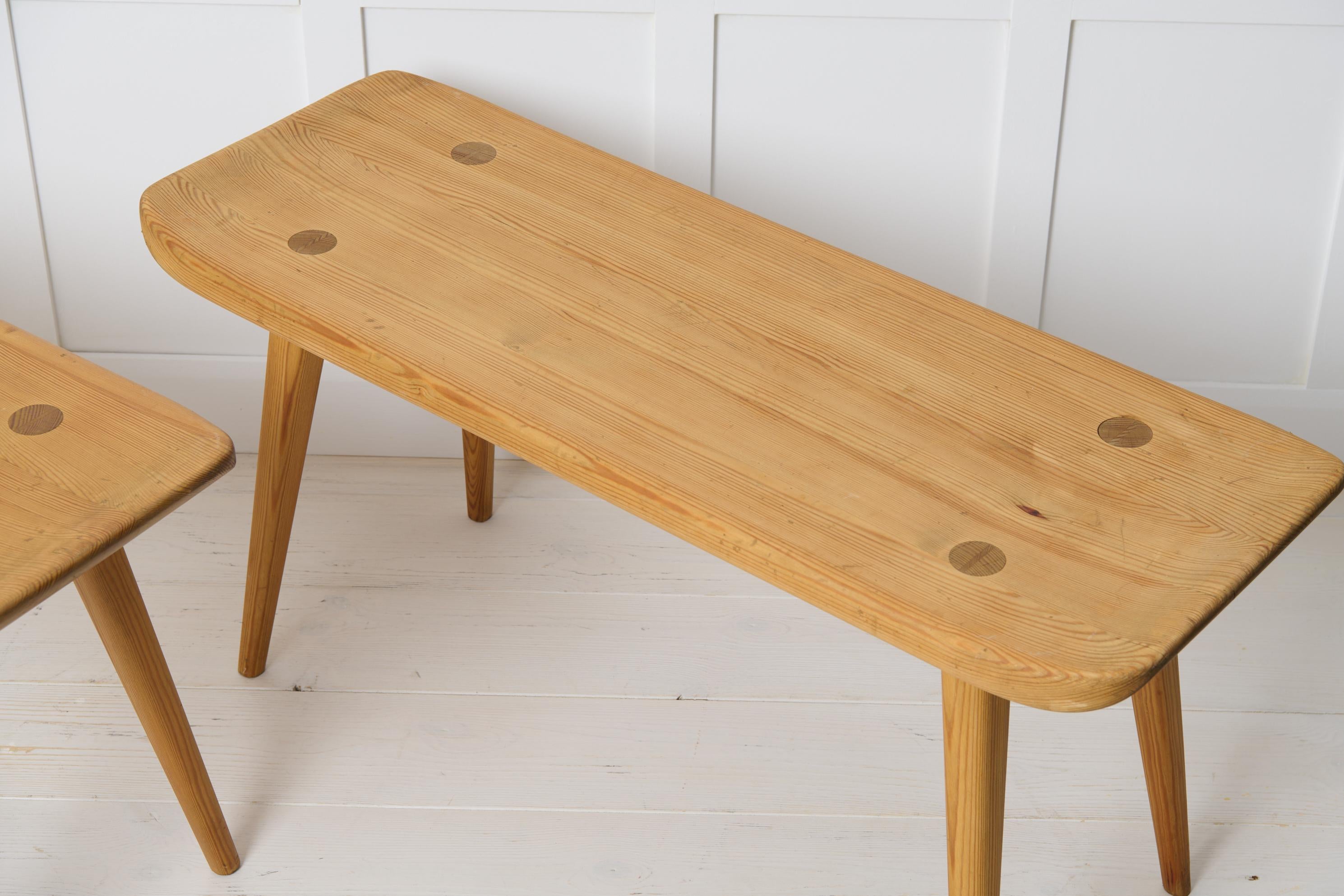 Swedish Modern Carl Malmsten Visingsö Benches, Mid-Century Pine for Svensk Fur For Sale 3