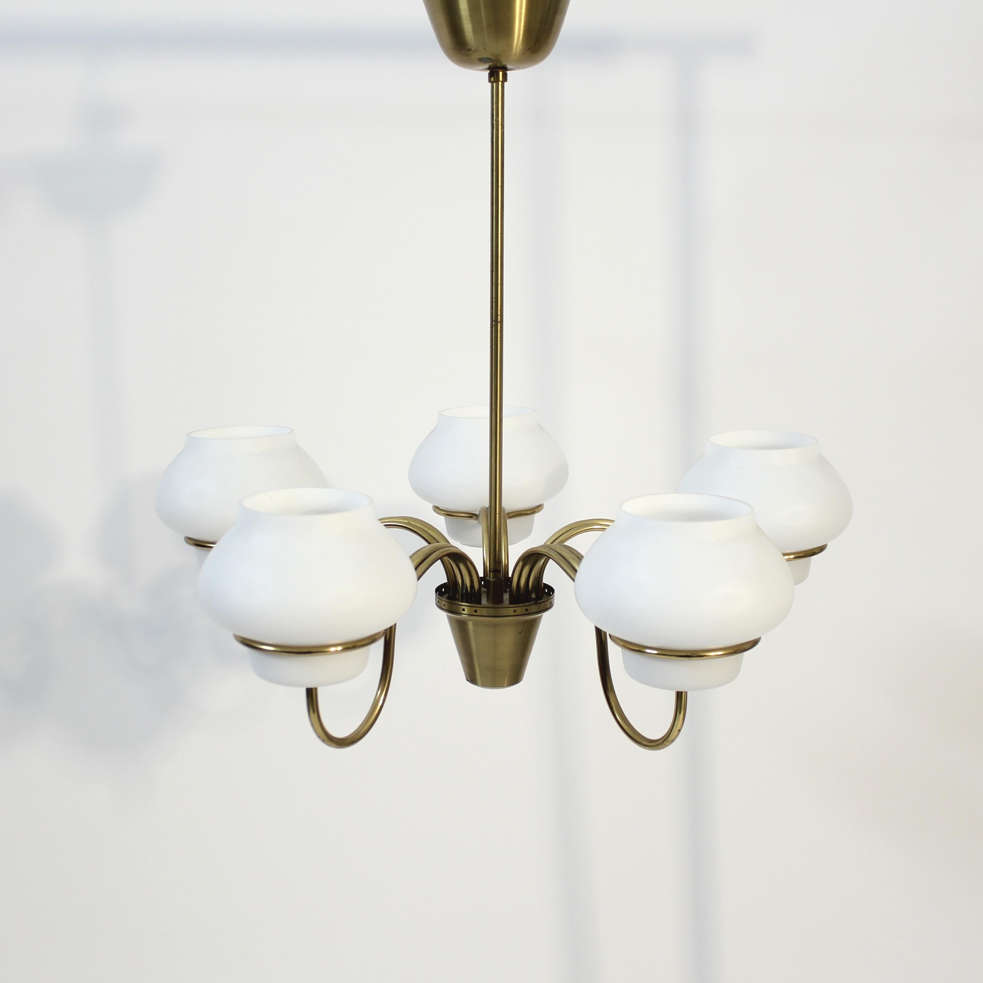 Scandinavian Modern Swedish Modern chandelier attributed to Gunnar Asplund for ASEA, 1950s