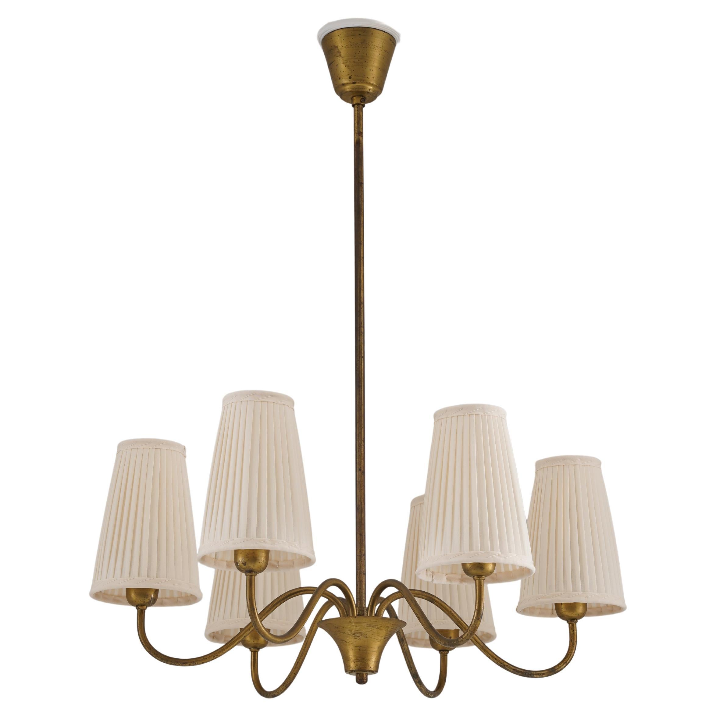 Swedish Modern Chandelier by Böhlmarks in Brass, 1940s
