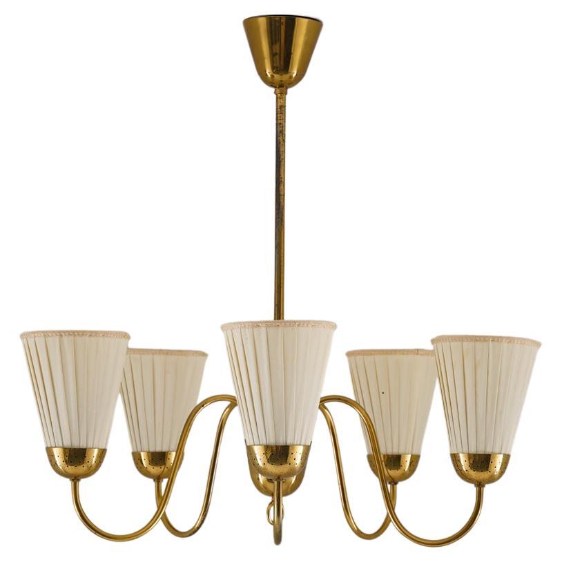 Swedish Modern Chandelier in Brass by Bergboms