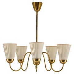 Swedish Modern Chandelier in Brass by Bergboms
