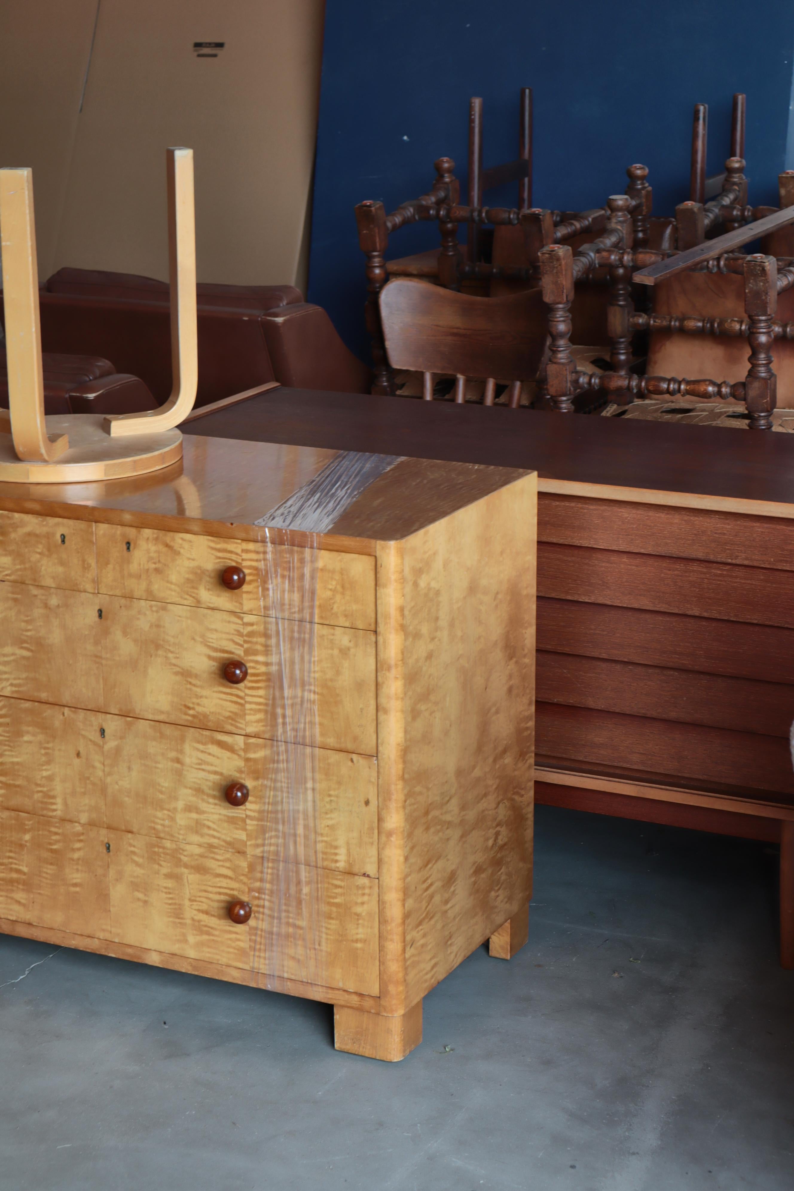 Swedish Modern Chest of Drawers by Axel Larsson in Birchwood, Bodafors, 1930s For Sale 13