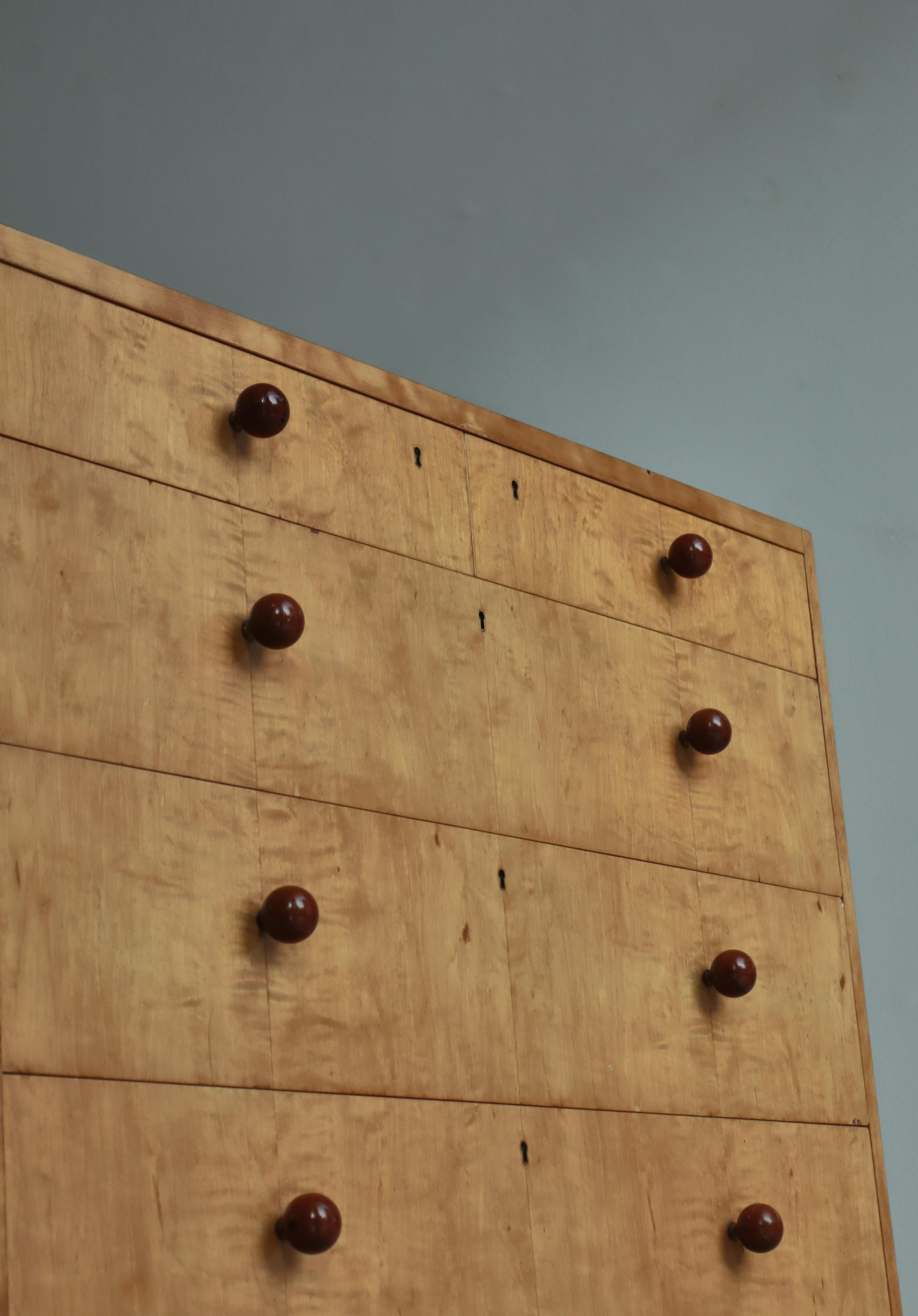 Mid-20th Century Swedish Modern Chest of Drawers by Axel Larsson in Birchwood, Bodafors, 1930s For Sale