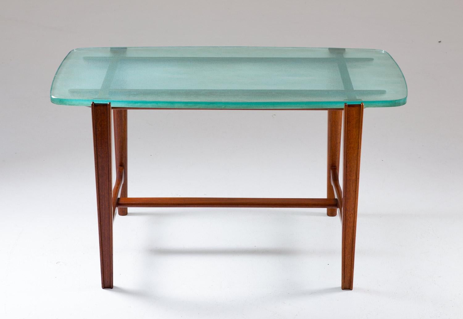 Mid-Century Modern Swedish Modern Coffee Table in Mahogany and Glass, 1940s For Sale