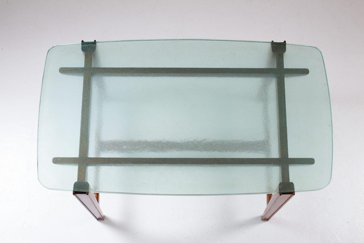 20th Century Swedish Modern Coffee Table in Mahogany and Glass, 1940s For Sale