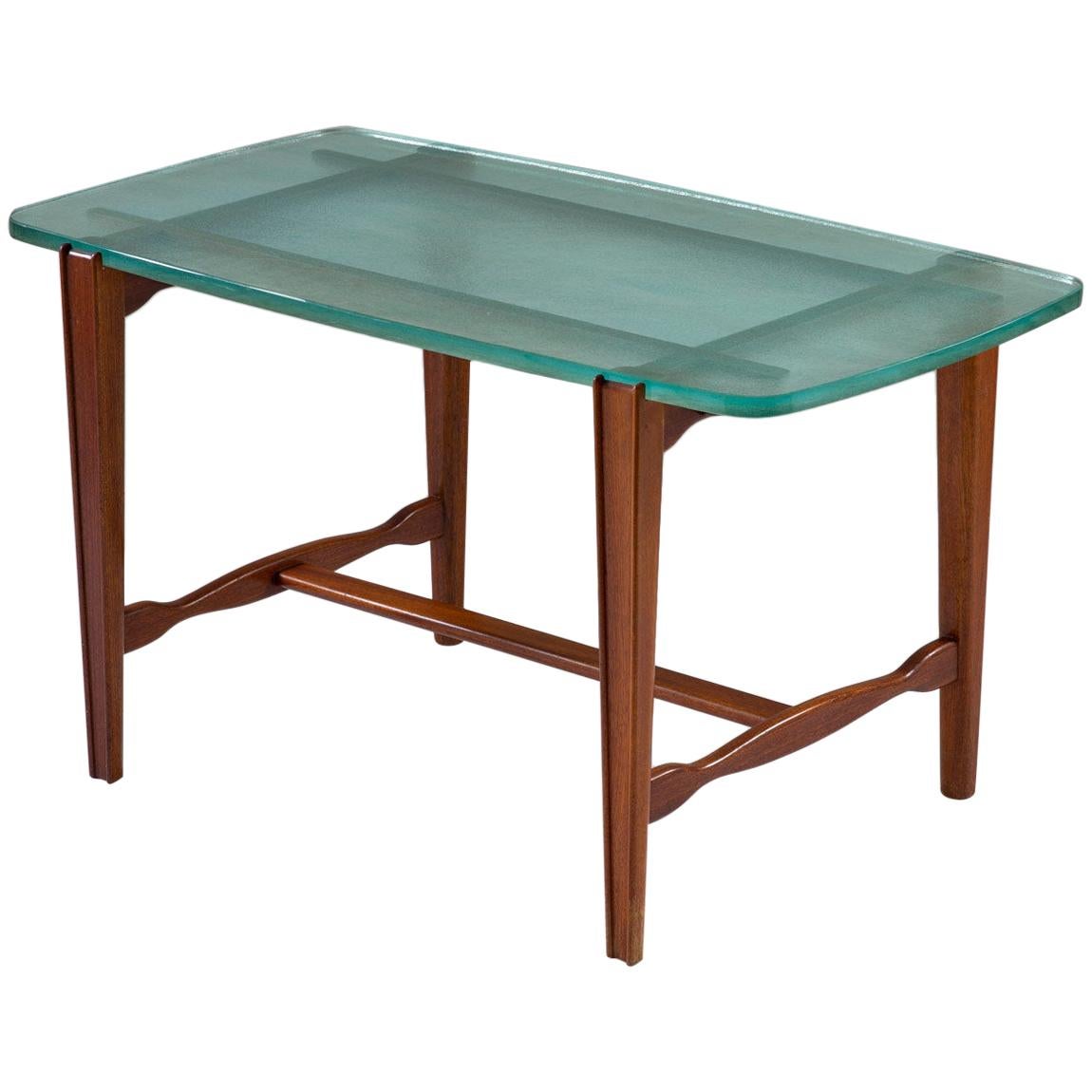 Swedish Modern Coffee Table in Mahogany and Glass, 1940s For Sale