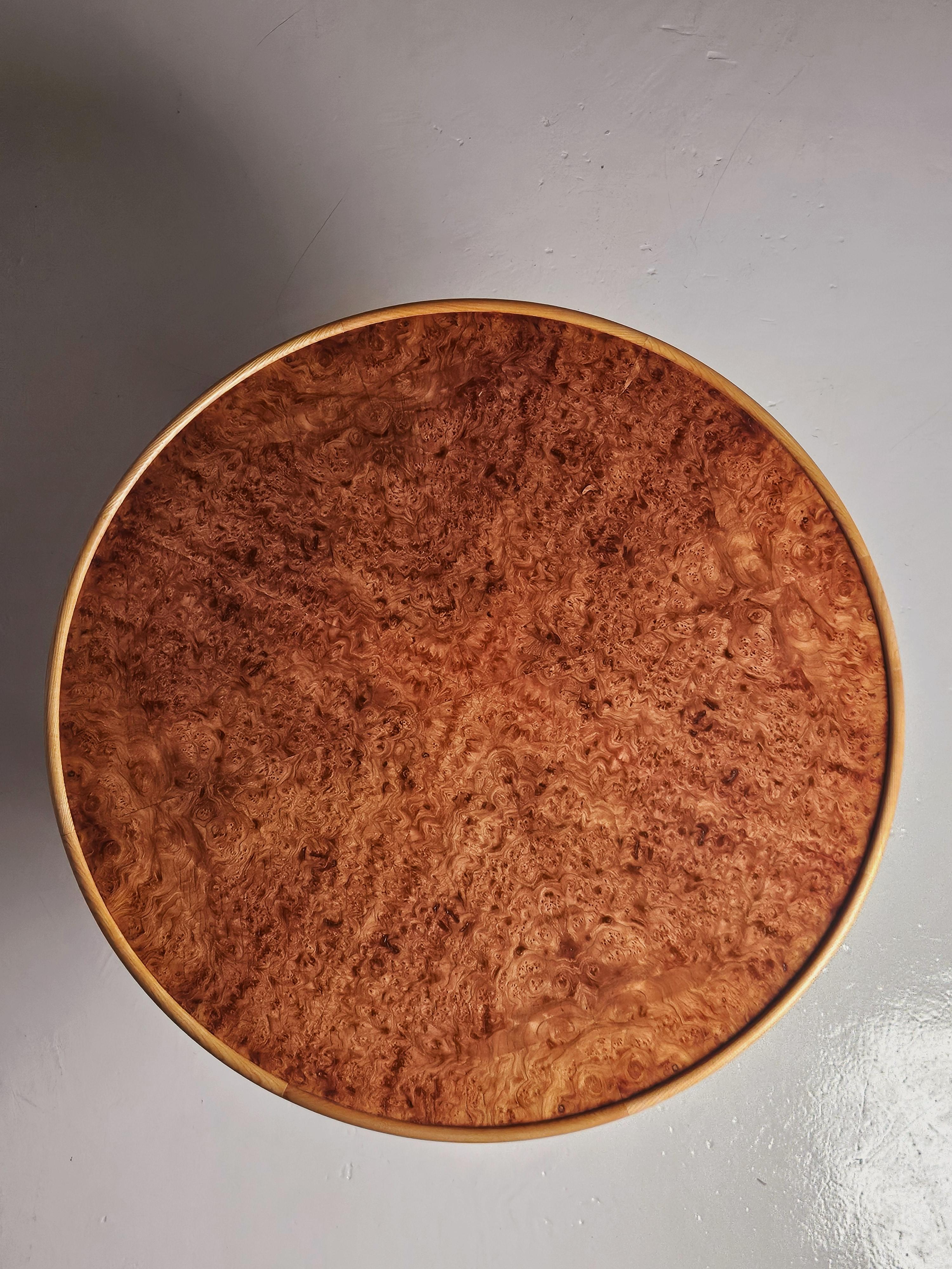 Elm Swedish modern coffee table in the manner of Josef Frank, Reiners, Sweden, 1940s