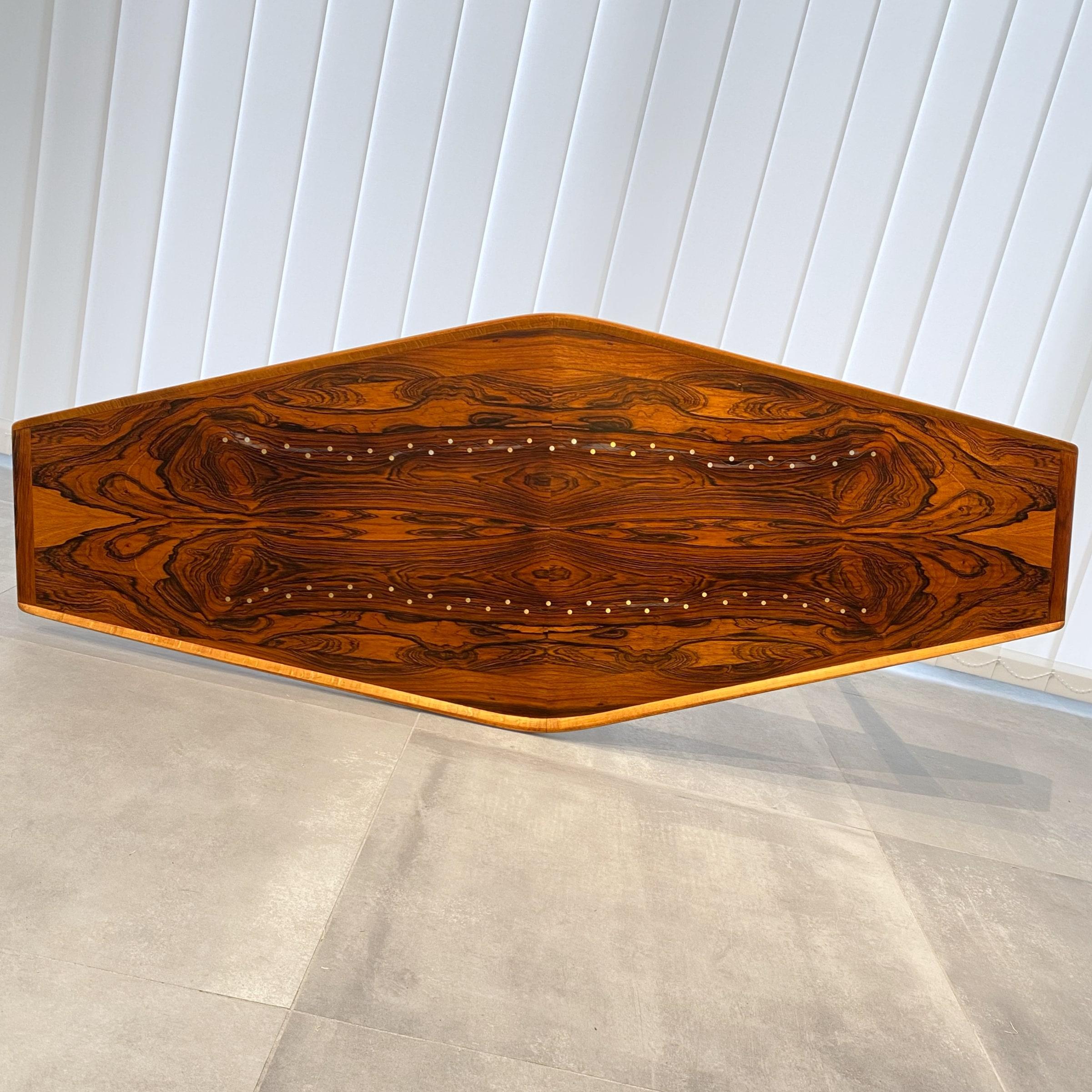 Mid-20th Century Swedish Modern coffee table with brass inlays, Sweden, 1940s For Sale