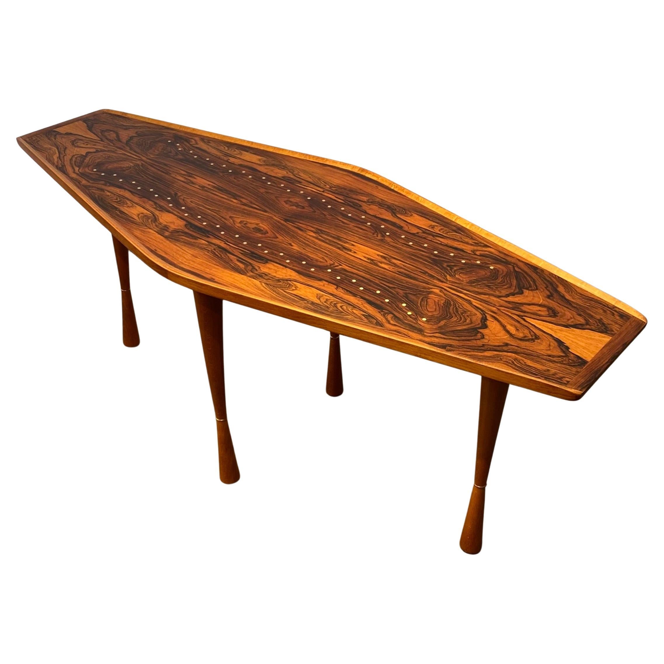 Swedish Modern coffee table with brass inlays, Sweden, 1940s For Sale