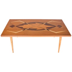 Swedish Modern Coffee Table with Exotic Wood Inlay, Sweden, 1950s