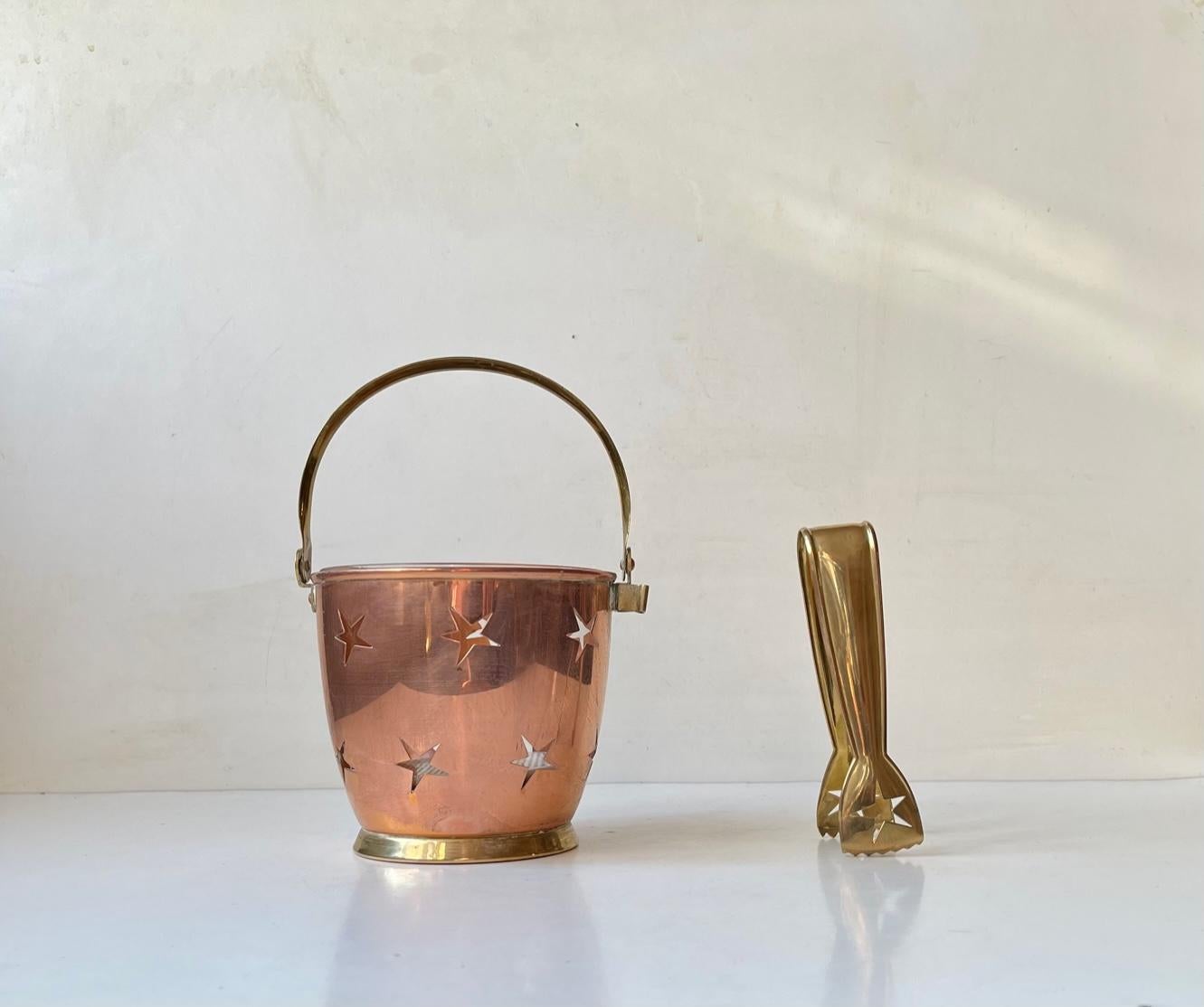 Swedish Modern Copper & Brass Ice Bucket & Tong by Mitab Karlshamn In Good Condition For Sale In Esbjerg, DK