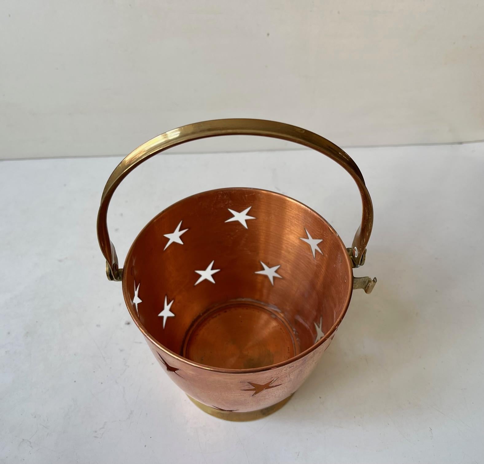 Swedish Modern Copper & Brass Ice Bucket & Tong by Mitab Karlshamn For Sale 1