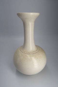 Otto Klaesson 1950s Cream White Glazed Swedish Stoneware Vase