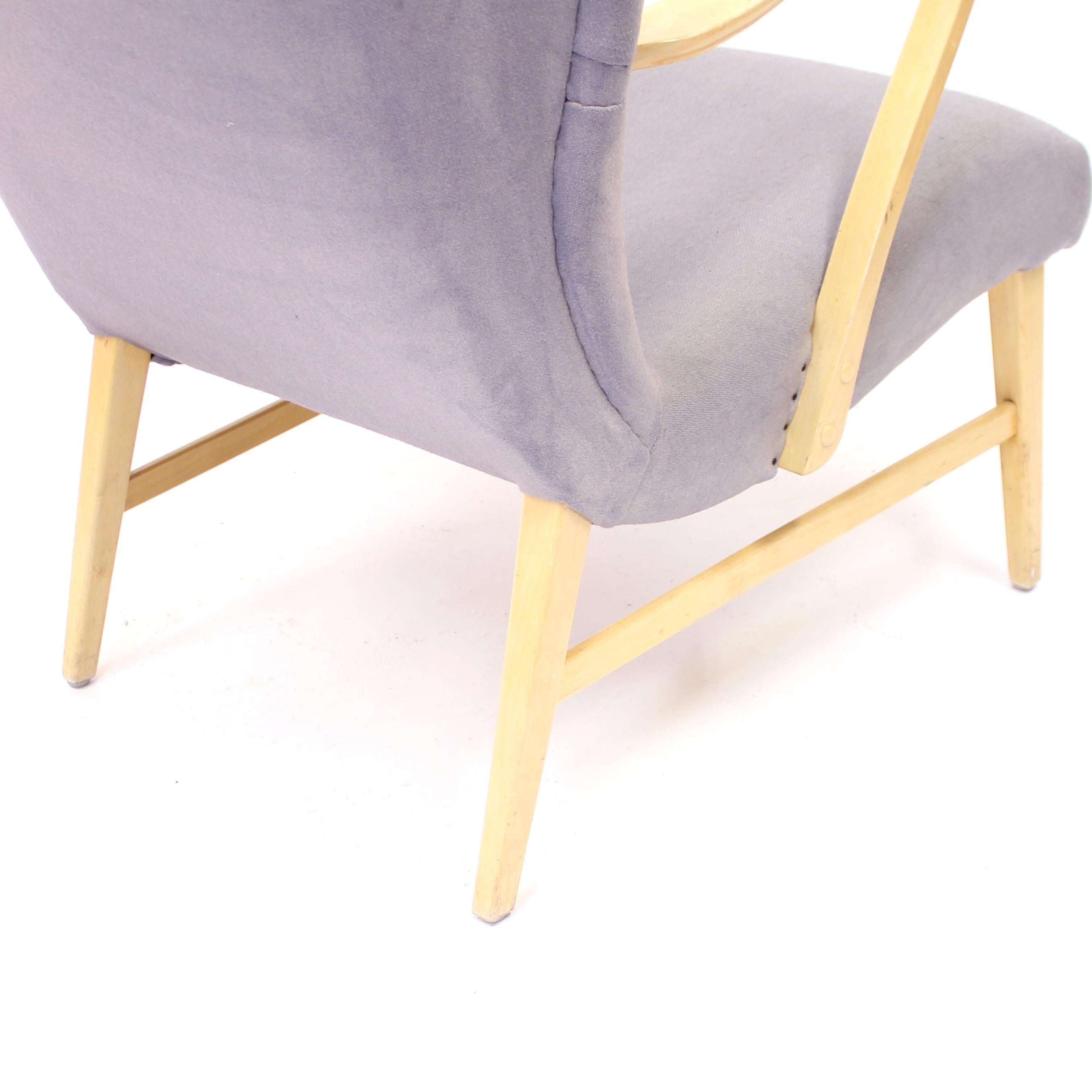 Swedish Modern Curved Easy Chair, Attributed to Erik Karlén, 1940s 1
