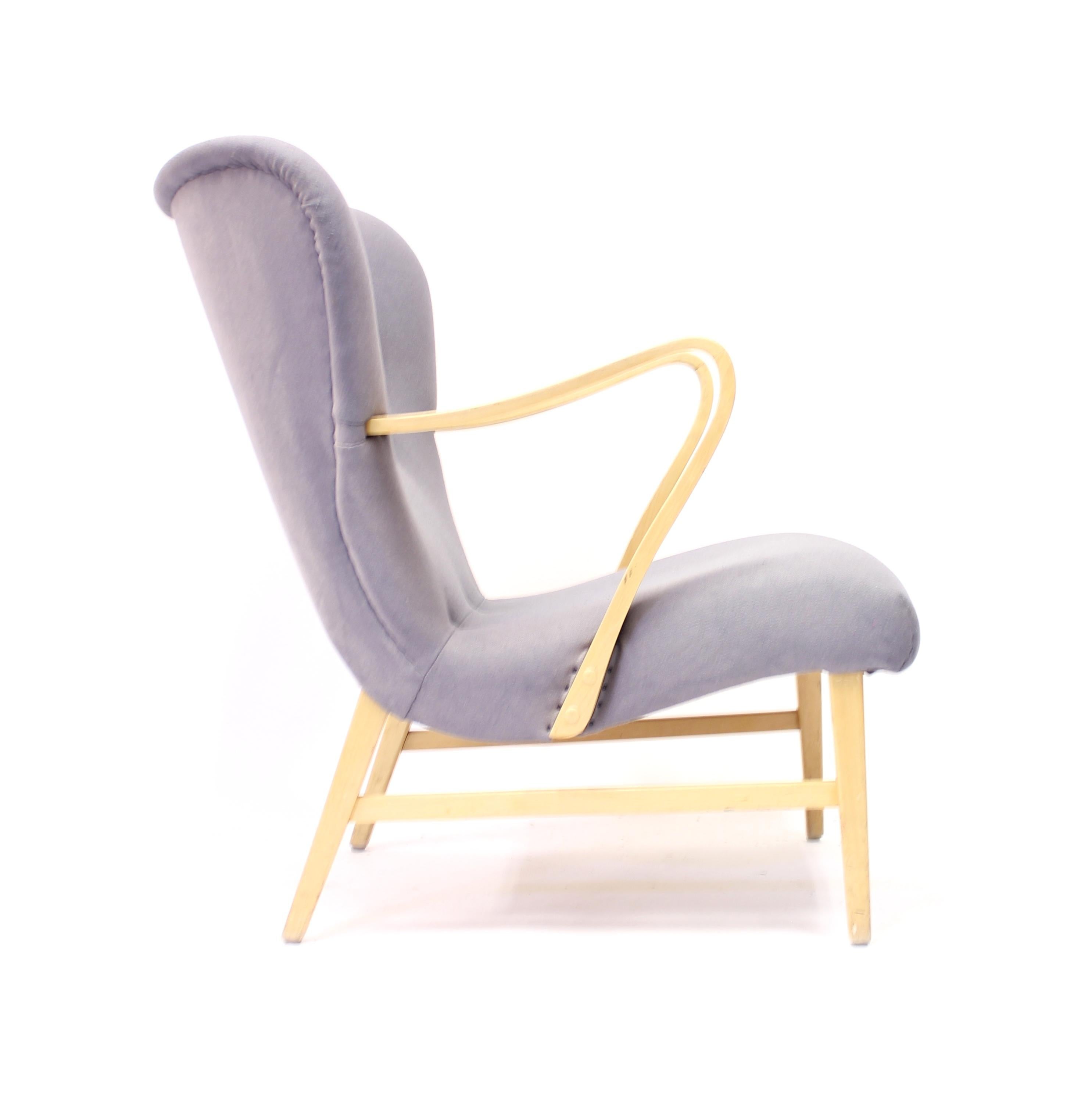 Scandinavian Modern Swedish Modern Curved Easy Chair, Attributed to Erik Karlén, 1940s