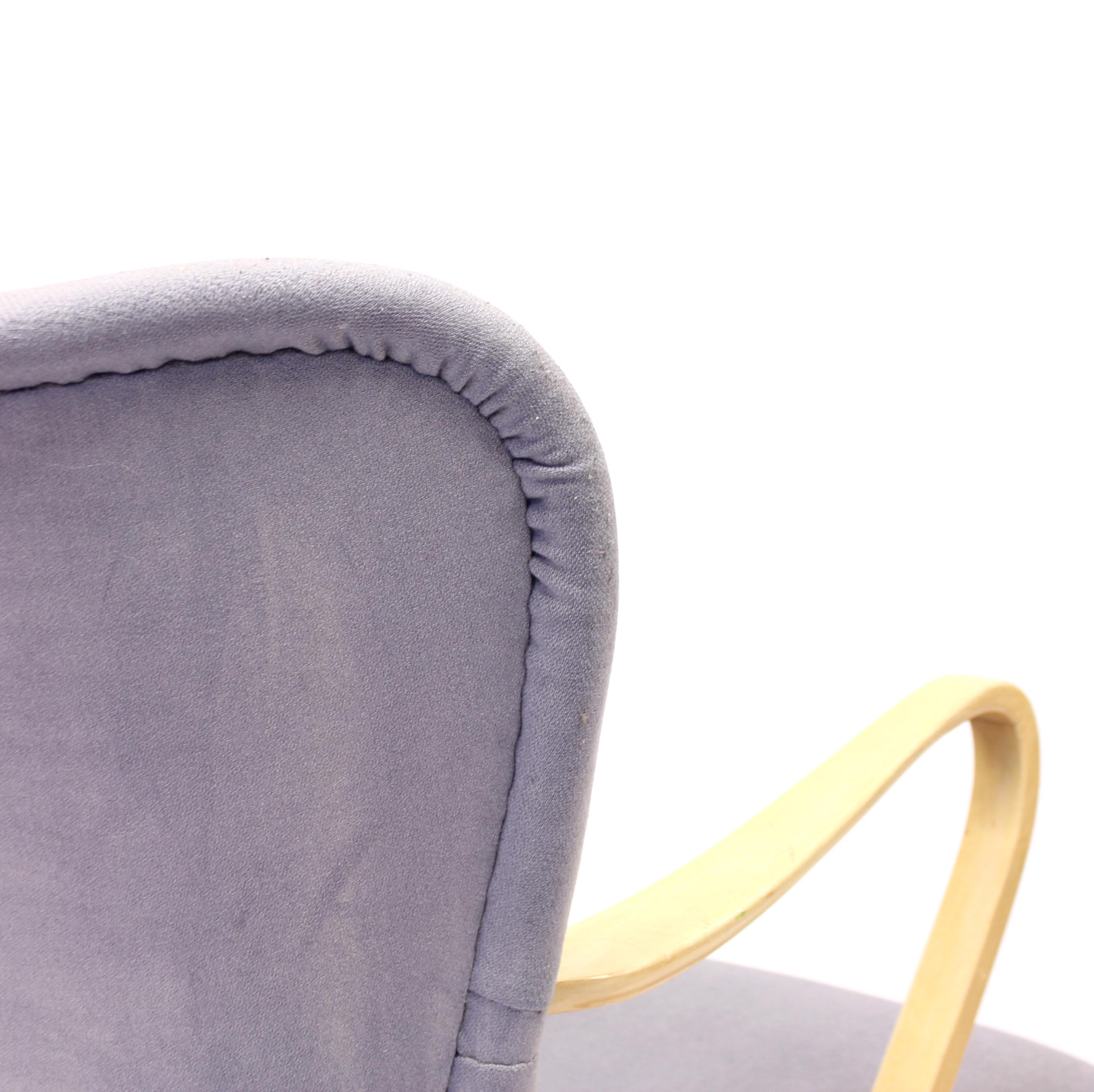 Fabric Swedish Modern Curved Easy Chair, Attributed to Erik Karlén, 1940s